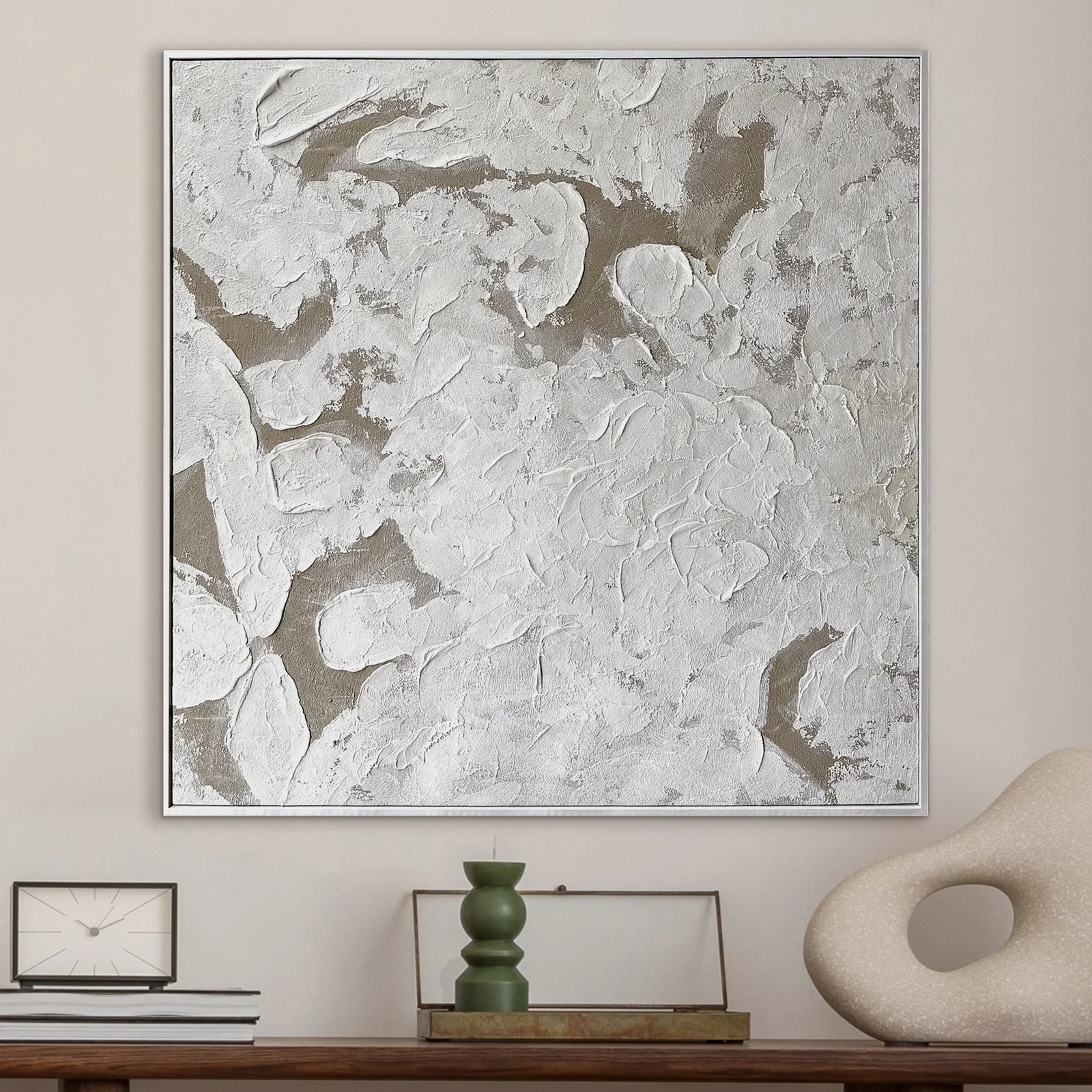 Luma Framed Canvas 3D Wall Art 105 x 105cm in White - Image 2