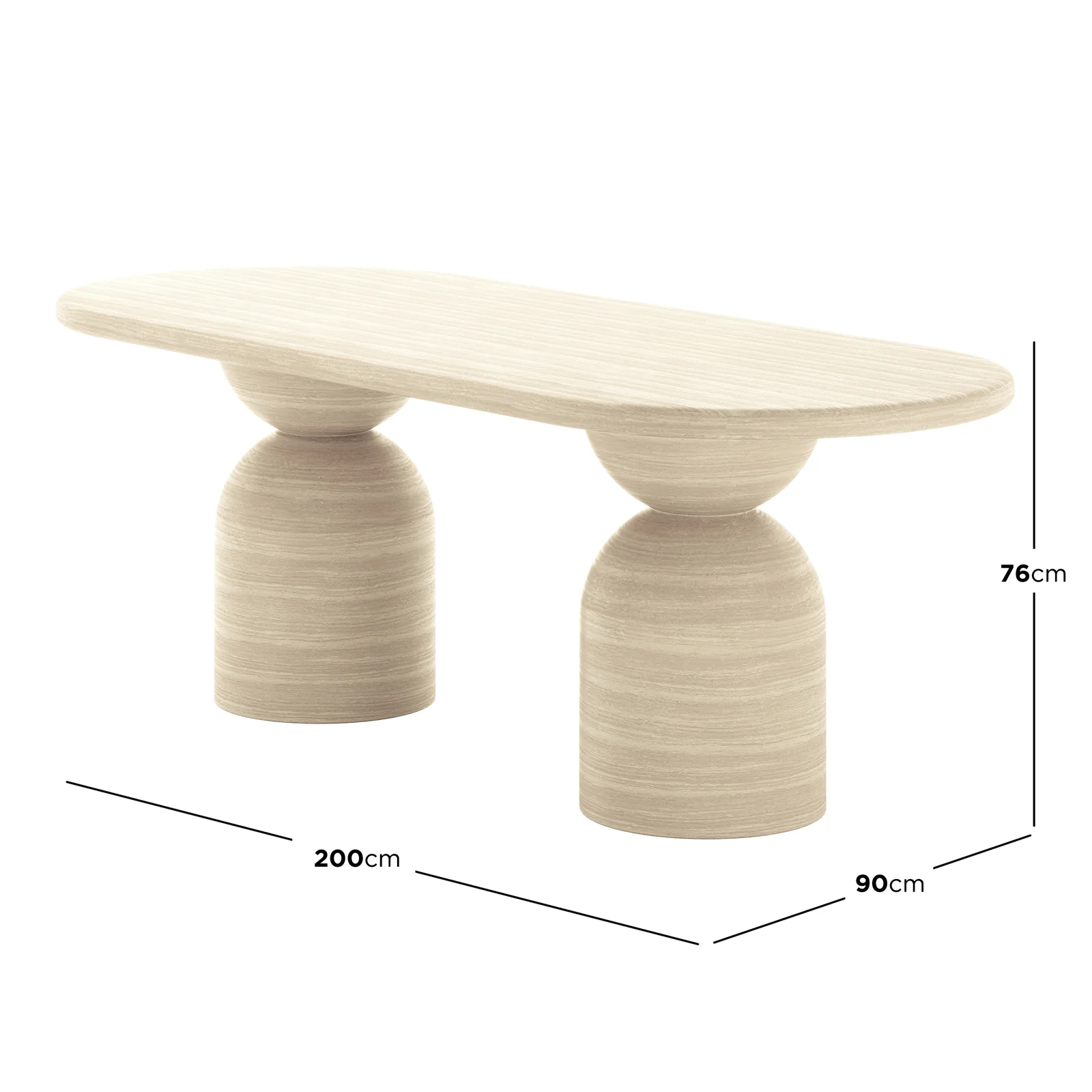 Lumen 220cm Oval Outdoor Concrete Dining Table in Beige - Image 4