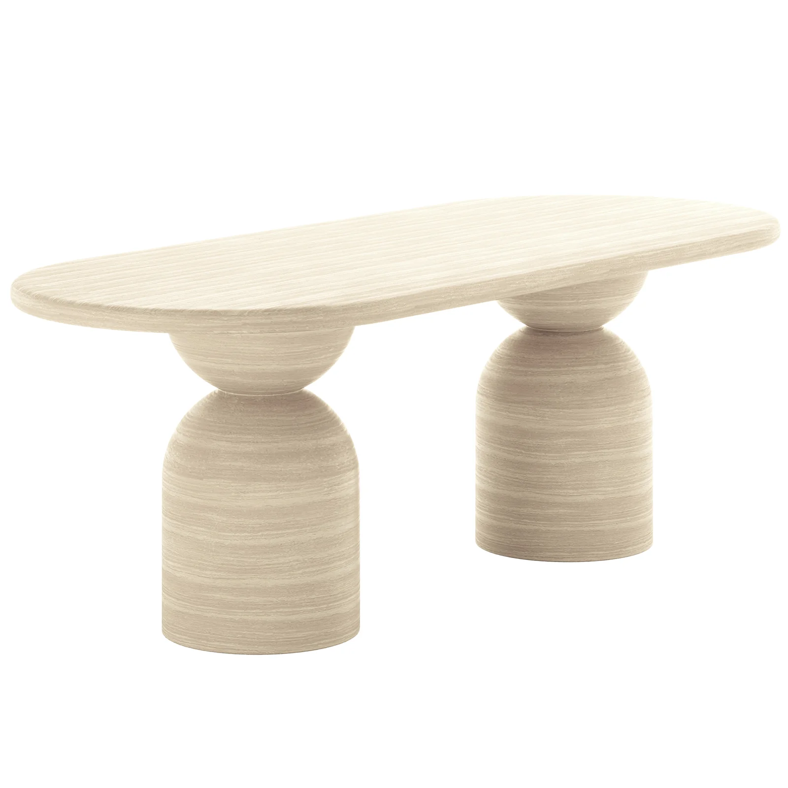 Lumen 220cm Oval Outdoor Concrete Dining Table in Beige - Image 5