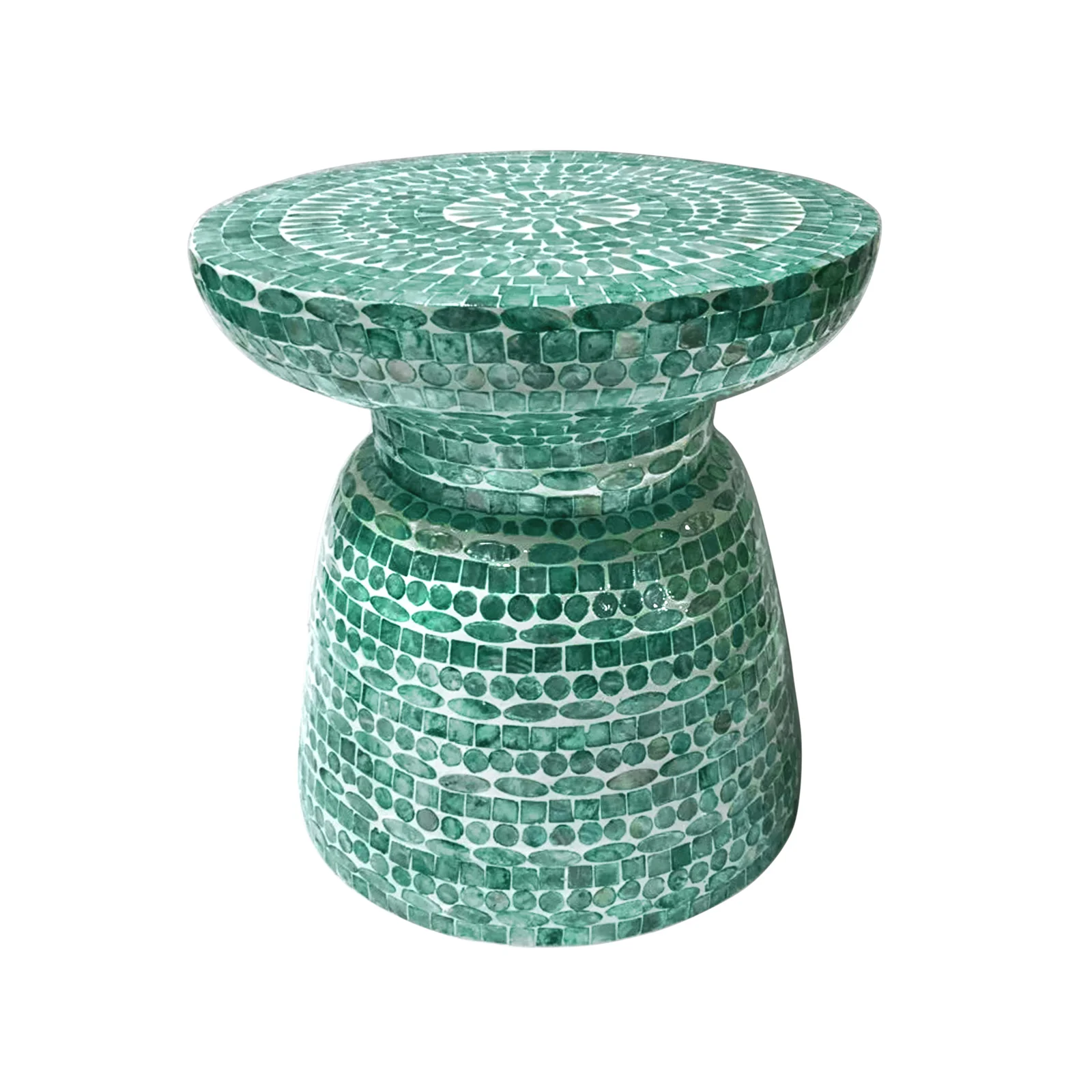 Luna 38cm Mother of Pearl Inlay Coffee Table in Jade Green