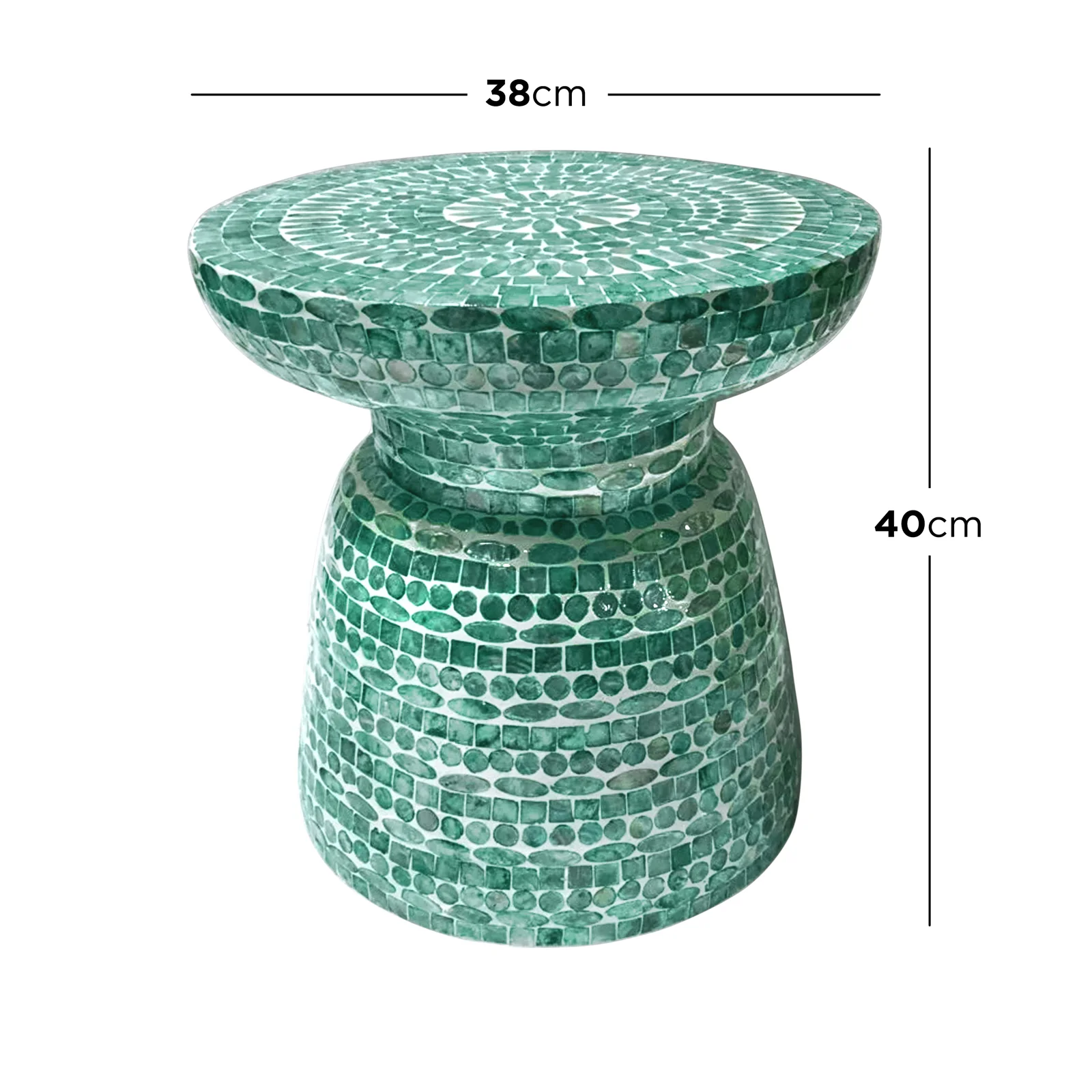 Luna 38cm Mother of Pearl Inlay Coffee Table in Jade Green - Image 3