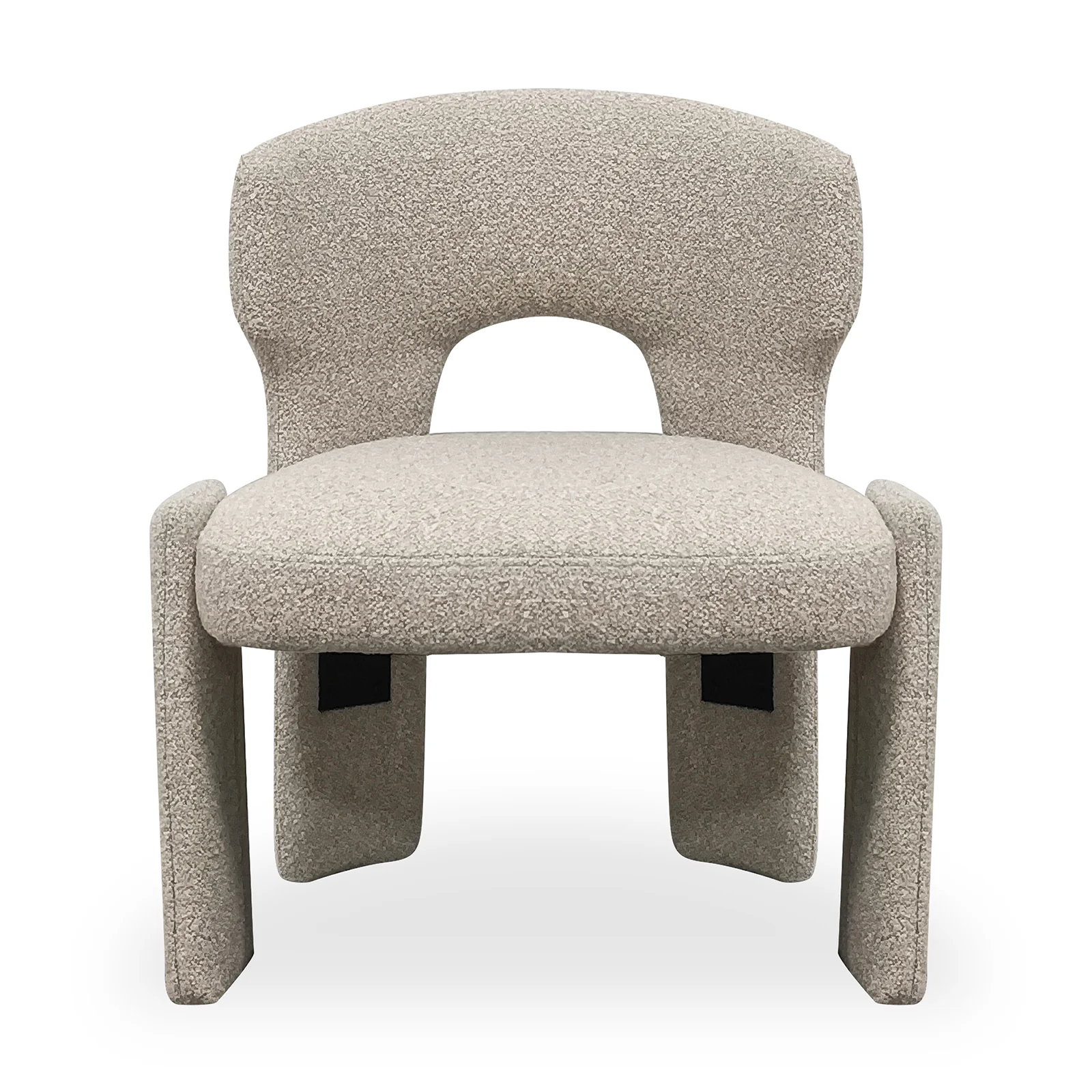 Lunari Bouclé Curved Accent Chair in Beige - Image 3