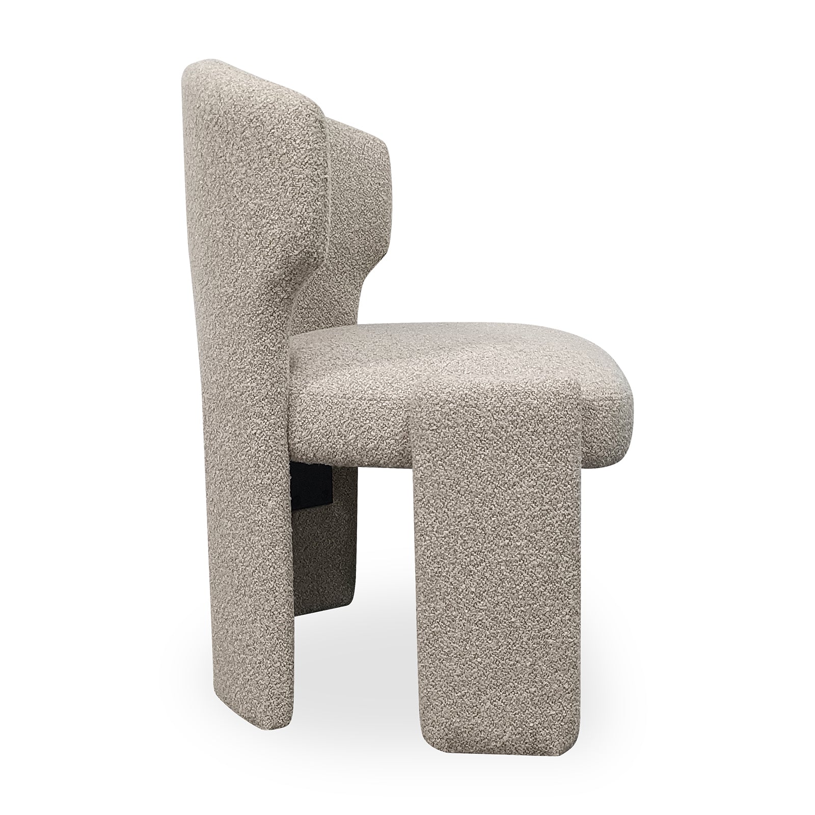 Lunari Bouclé Curved Accent Chair in Beige - Image 4