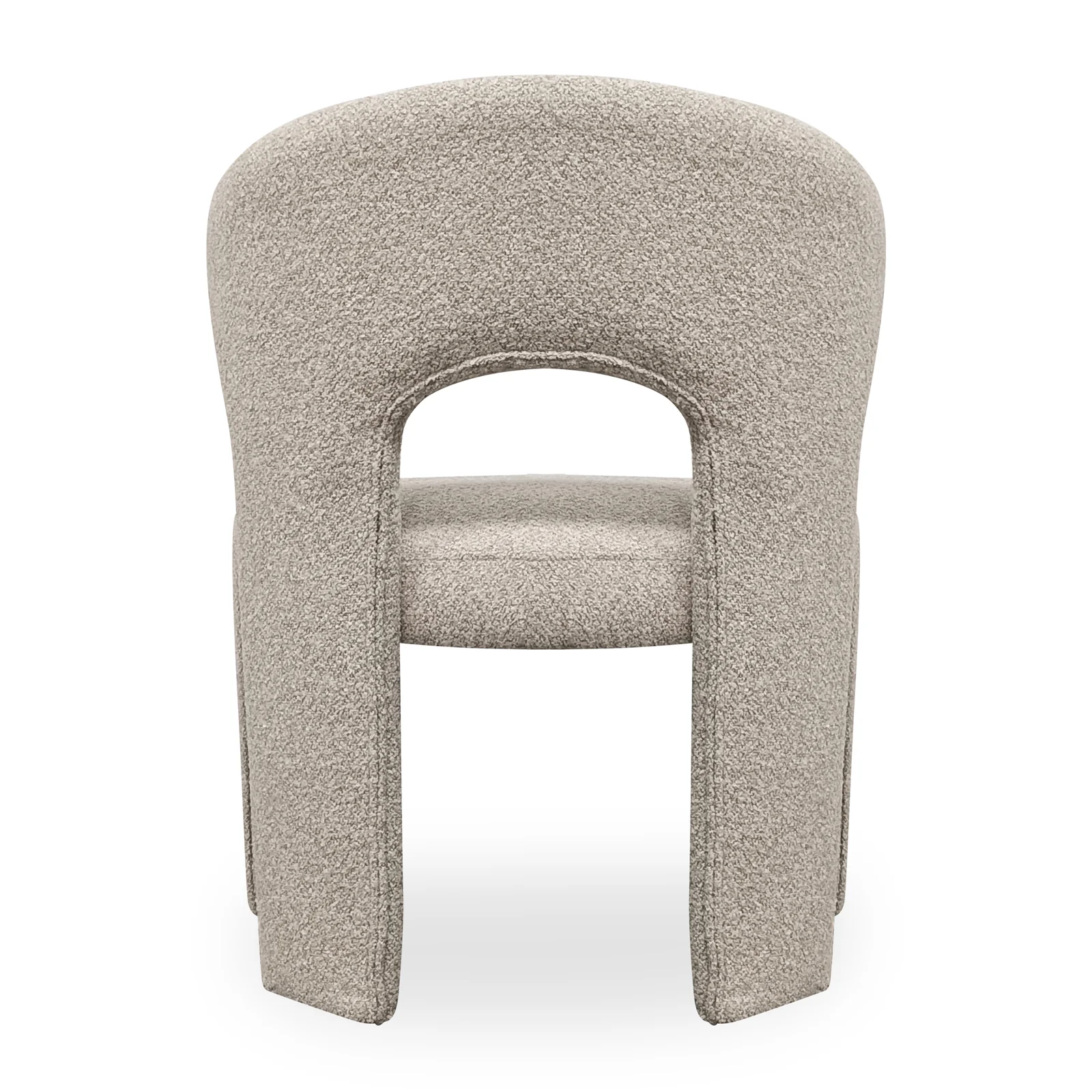 Lunari Bouclé Curved Accent Chair in Beige - Image 5