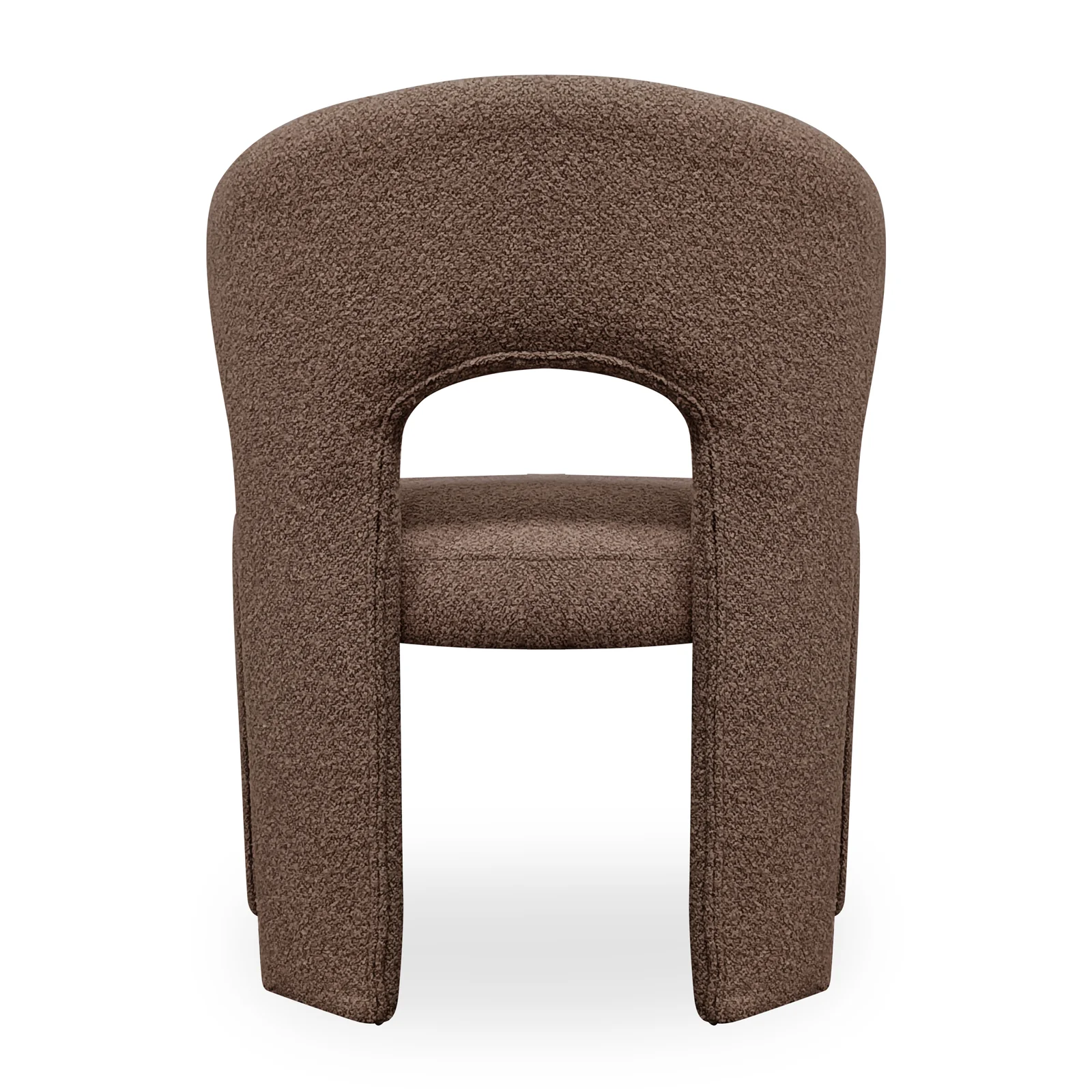 Lunari Bouclé Curved Accent Chair in Brown - Image 5
