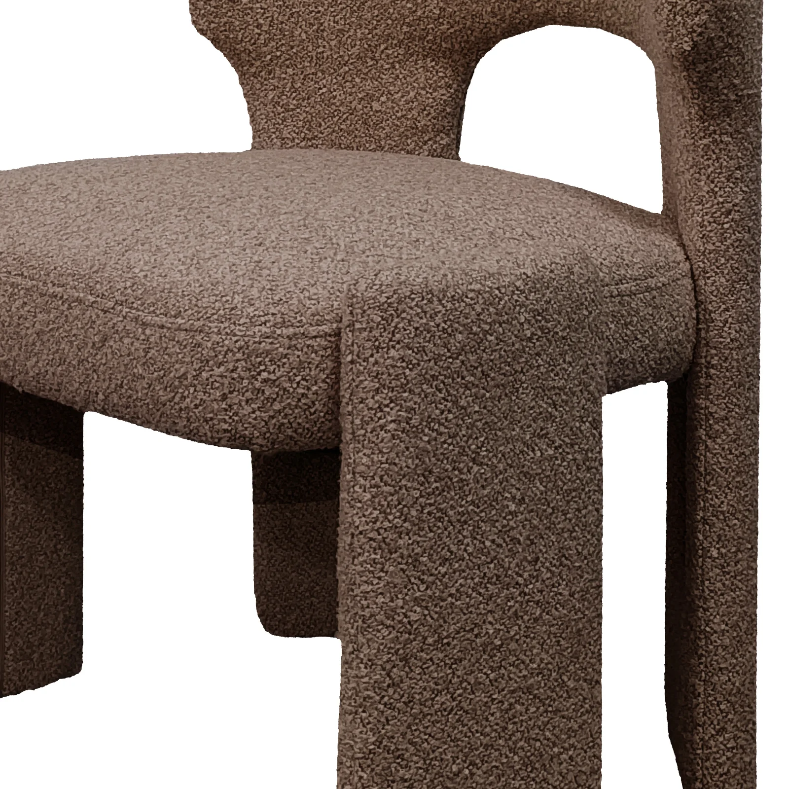 Lunari Bouclé Curved Accent Chair in Brown - Image 6