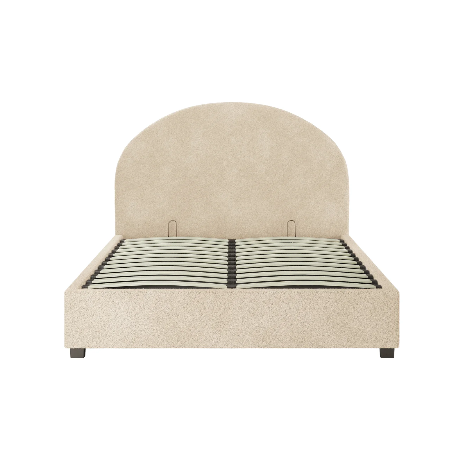 Lunia Double Boucle Gas Lift Storage Bed Frame in Cream Beige - Image 6