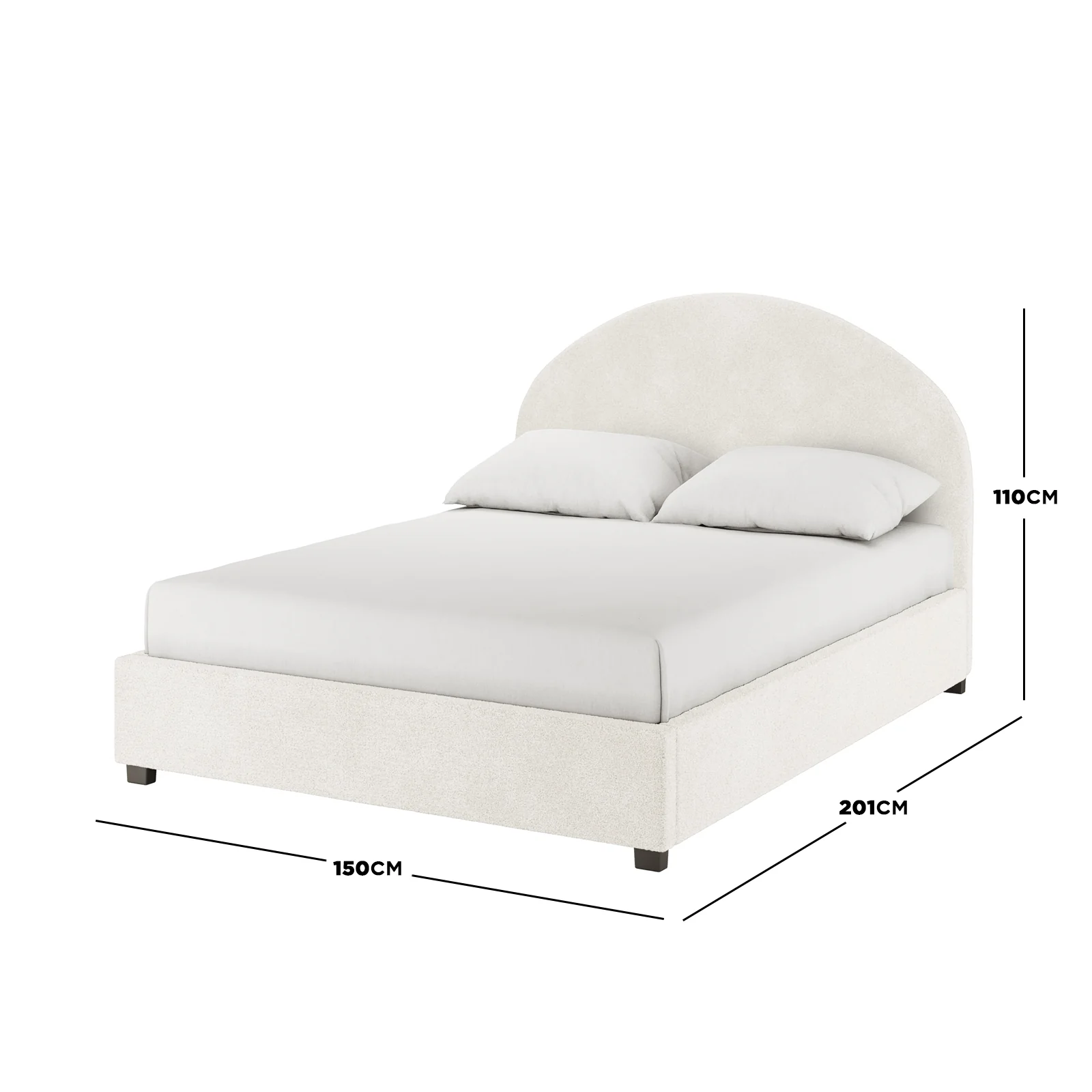 Lunia Double Boucle Gas Lift Storage Bed Frame in Cream White - Image 3