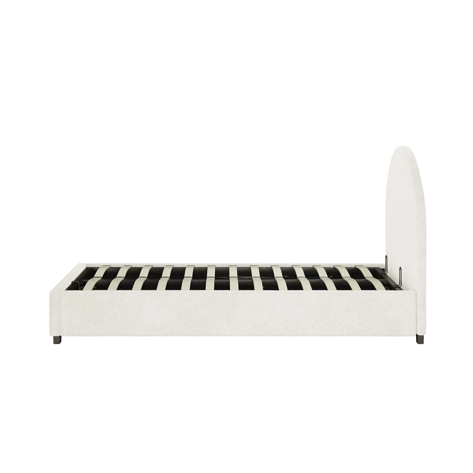 Lunia King Single Boucle Gas Lift Bed Frame in Cream White - Image 10