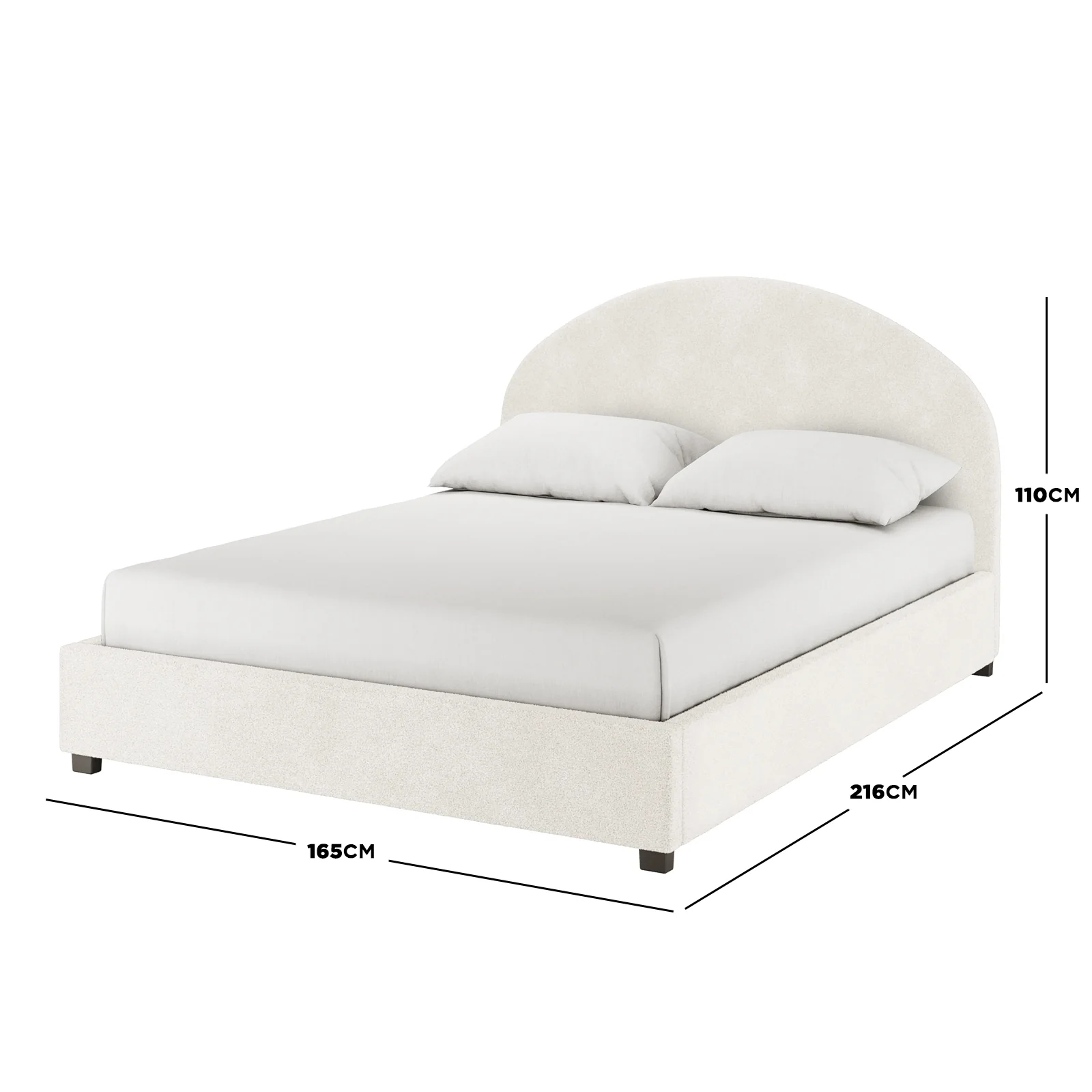 Lunia Queen Boucle Gas Lift Storage Bed Frame in Cream White - Image 3