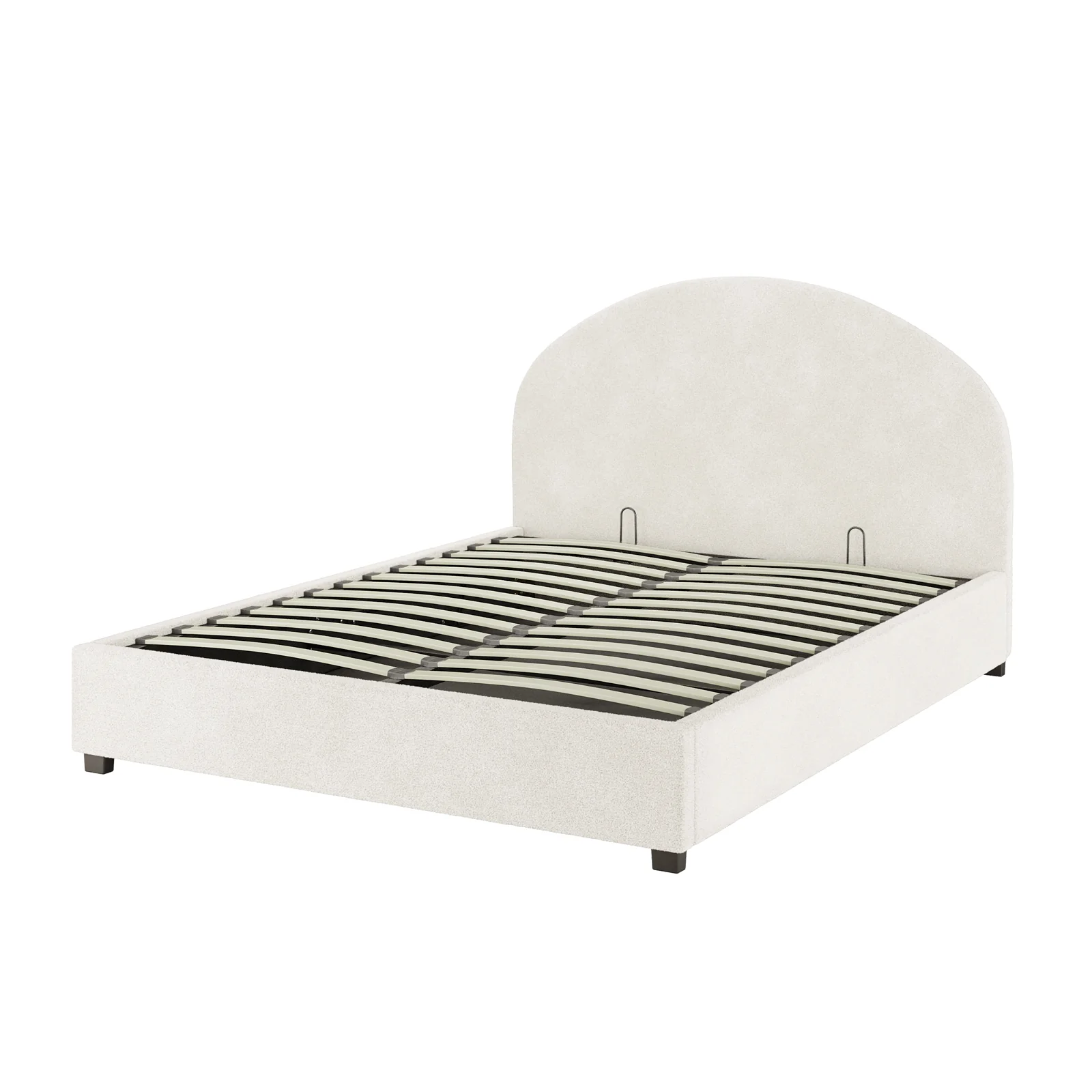 Lunia Queen Boucle Gas Lift Storage Bed Frame in Cream White - Image 7