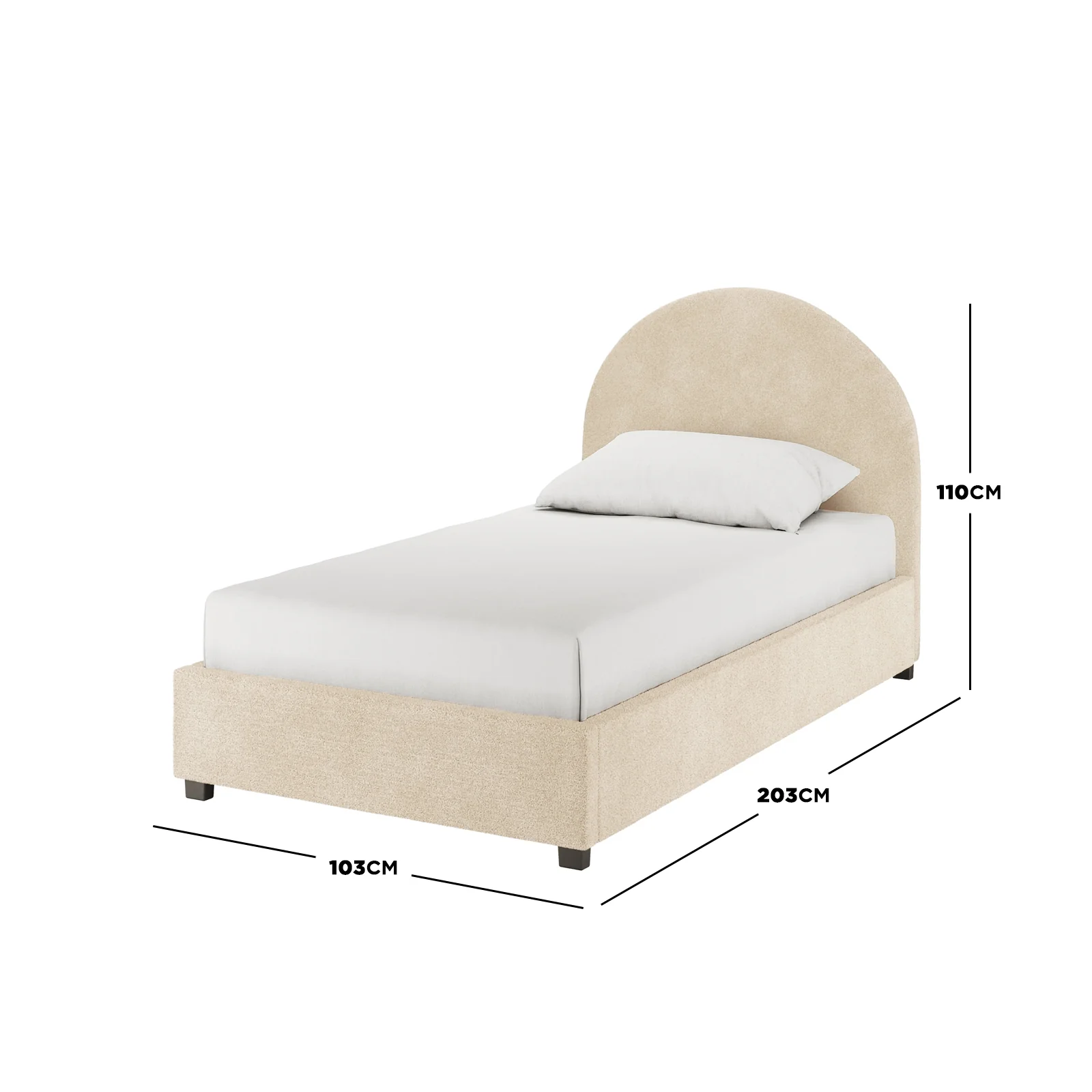 Lunia Single Boucle Gas Lift Bed Frame in Cream Beige - Image 3