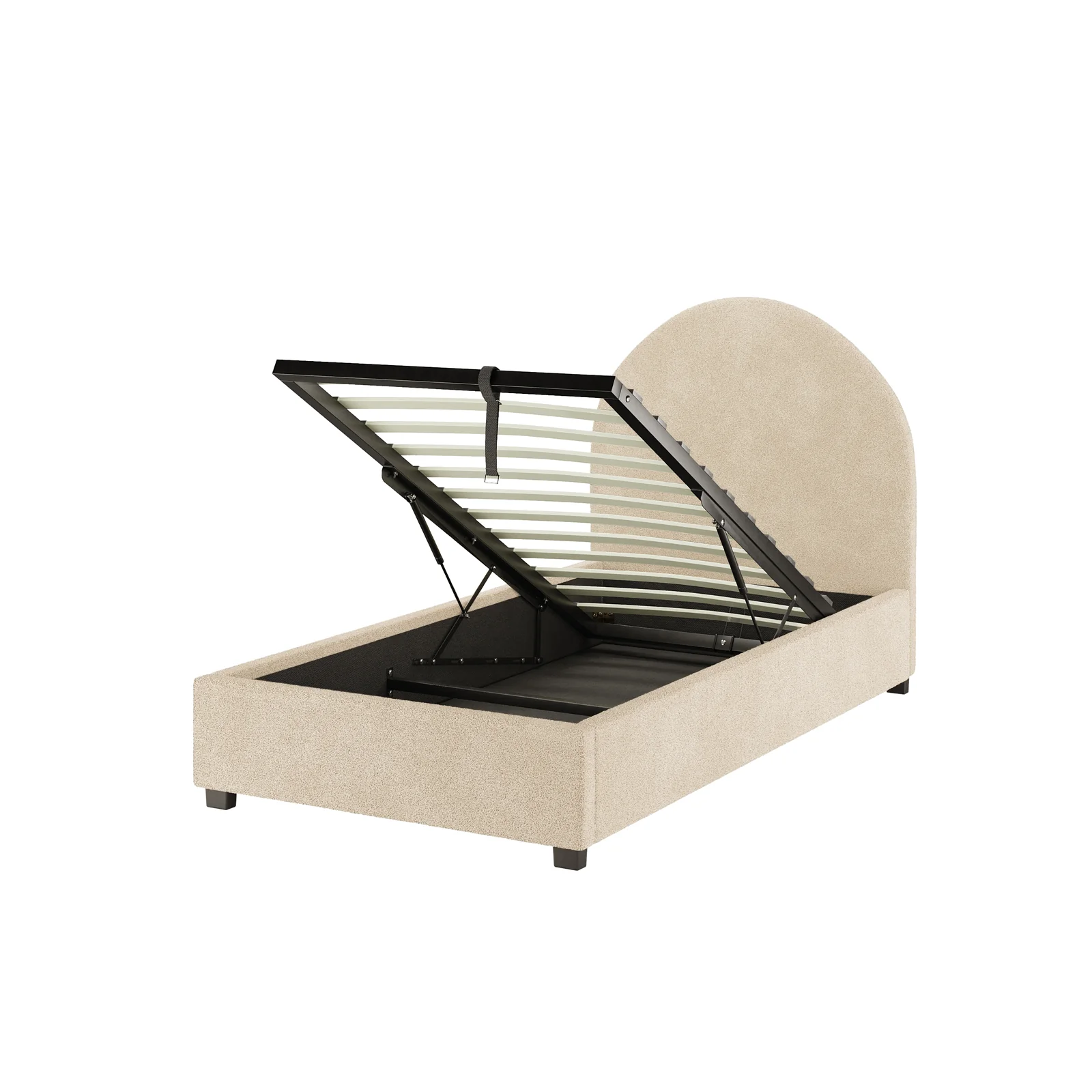 Lunia Single Boucle Gas Lift Bed Frame in Cream Beige - Image 7