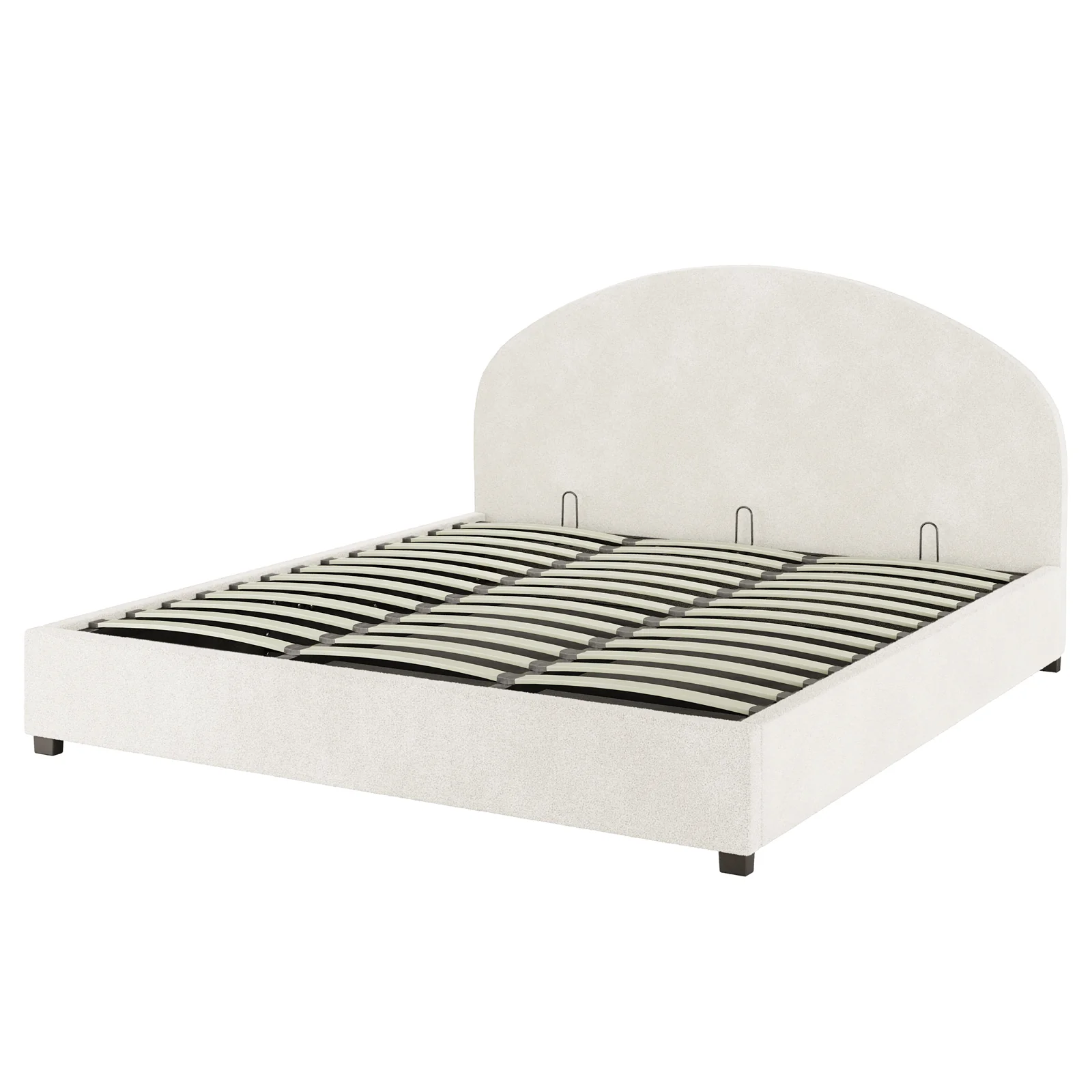 Lunia Super King Boucle Gas Lift Bed Frame in Cream White - Image 7