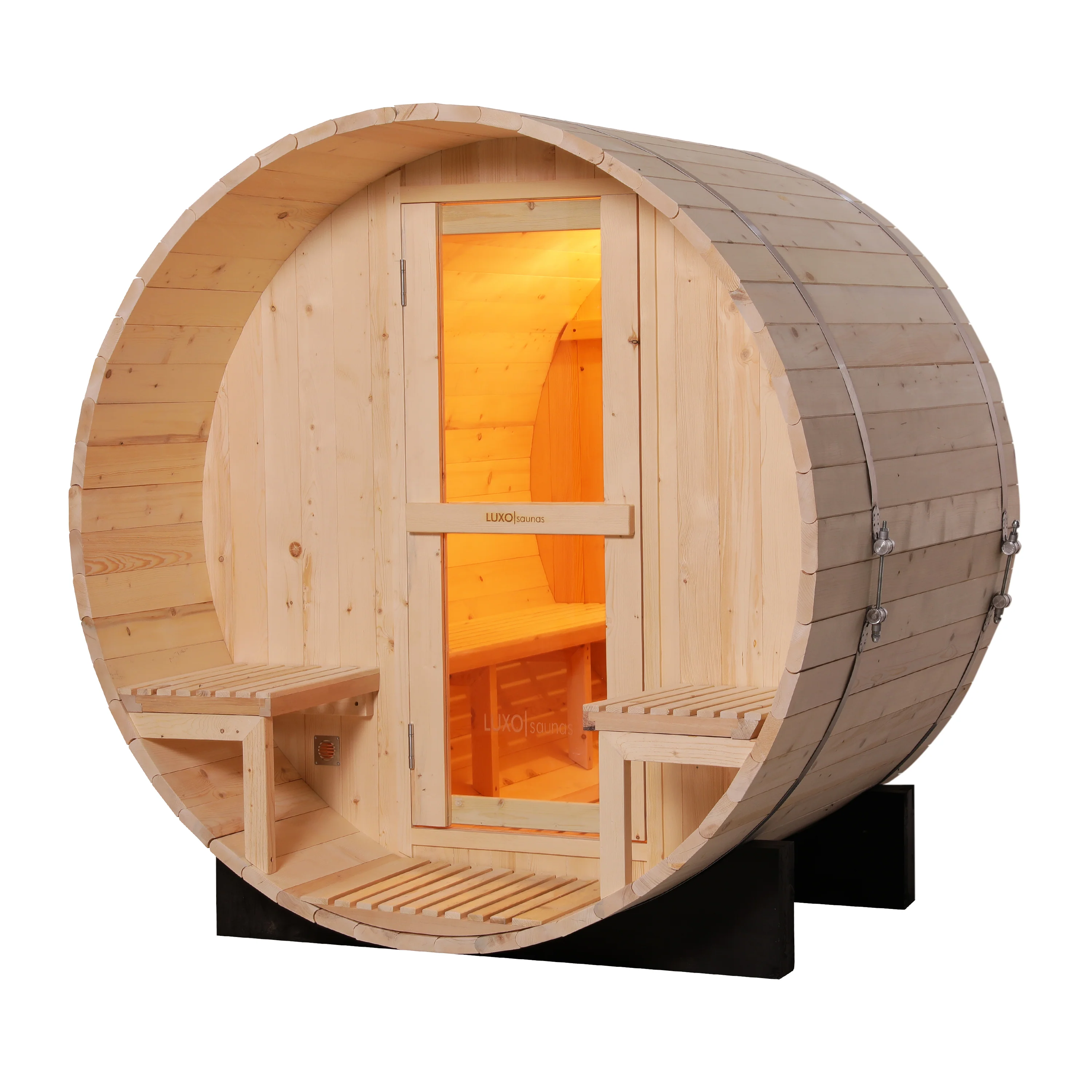 Luola 2 Person Pine Outdoor Barrel Sauna & Harvia Stove - Image 7