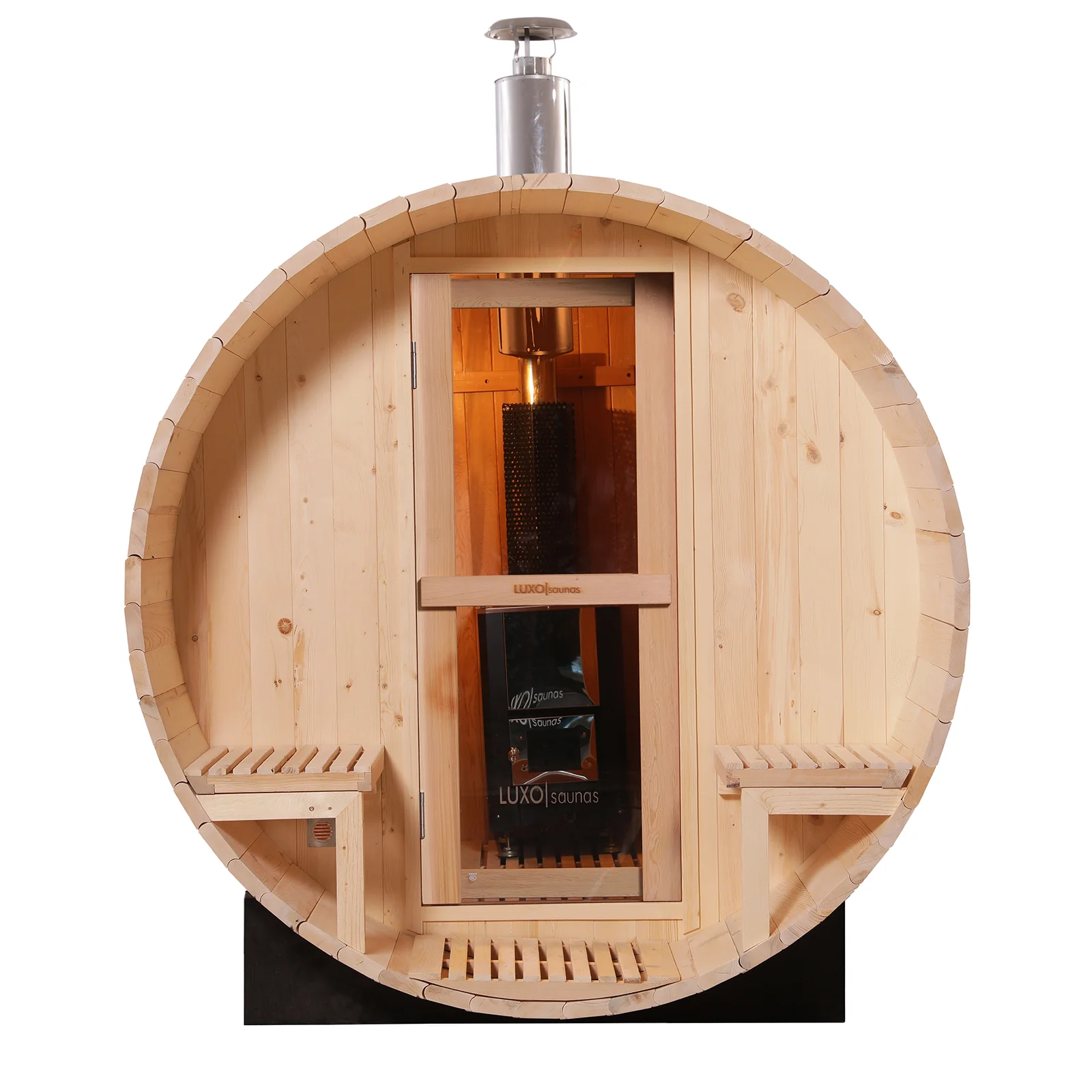Luola 2 Person Pine Outdoor Barrel Sauna & Wood Stove - Image 5