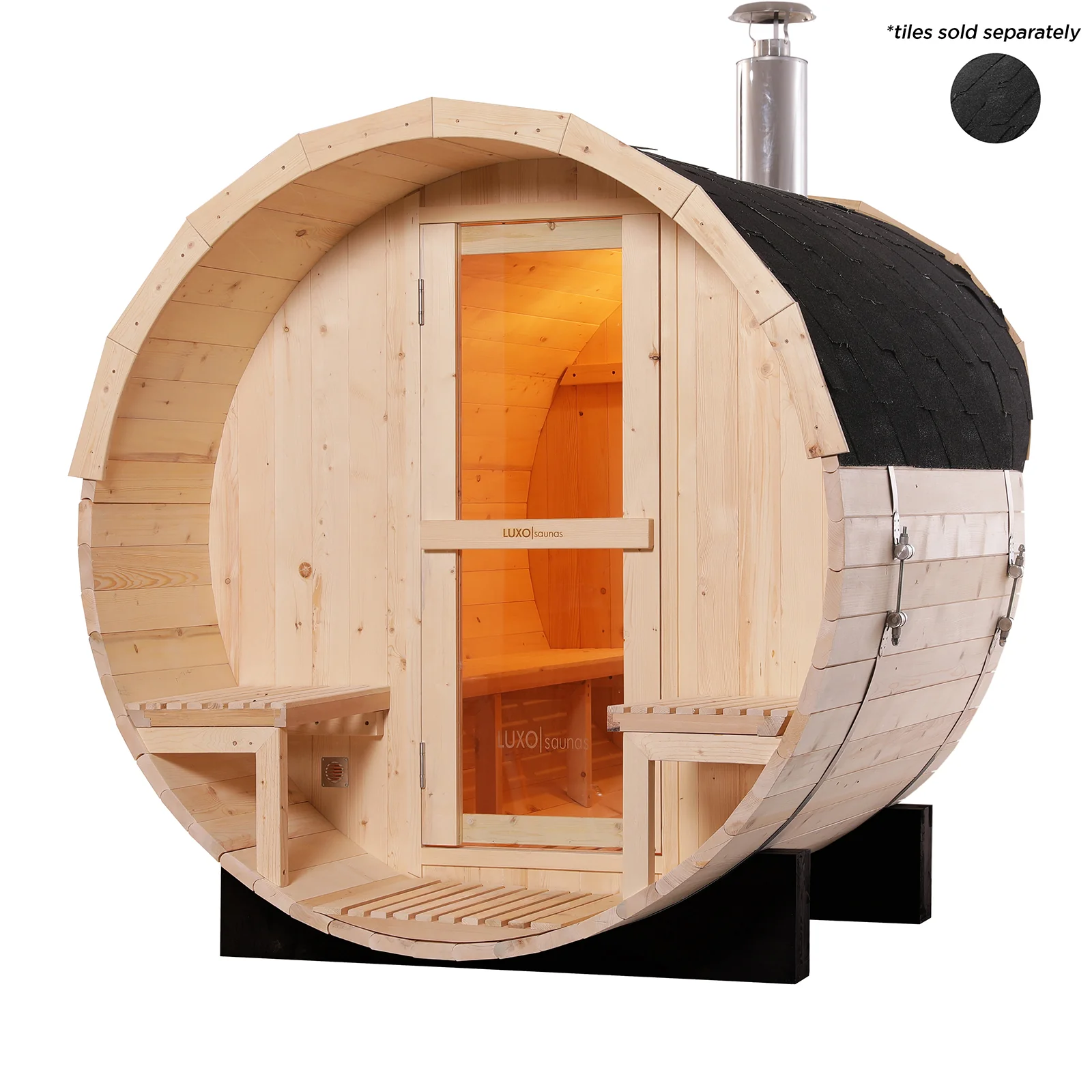 Luola 2 Person Pine Outdoor Barrel Sauna & Wood Stove - Image 8