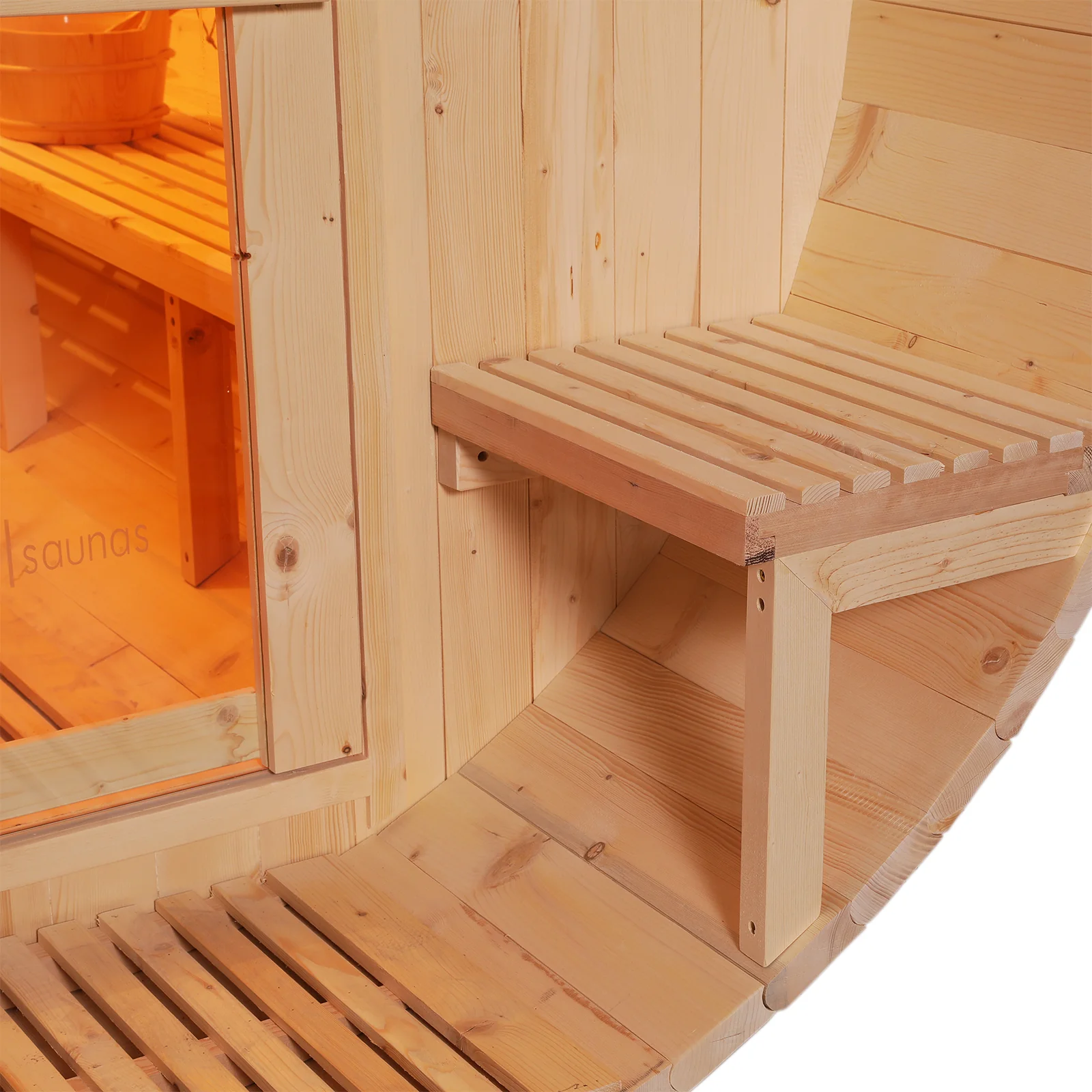 Luola 2 Person Pine Outdoor Barrel Sauna & Wood Stove - Image 9