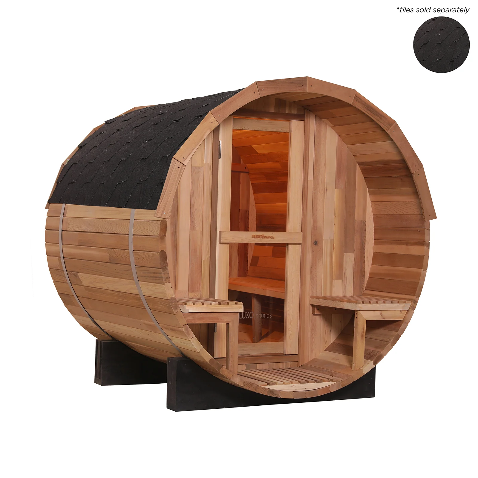 Luola 2 Person Red Cedar Outdoor Barrel Sauna & Harvia Stove - Image 6