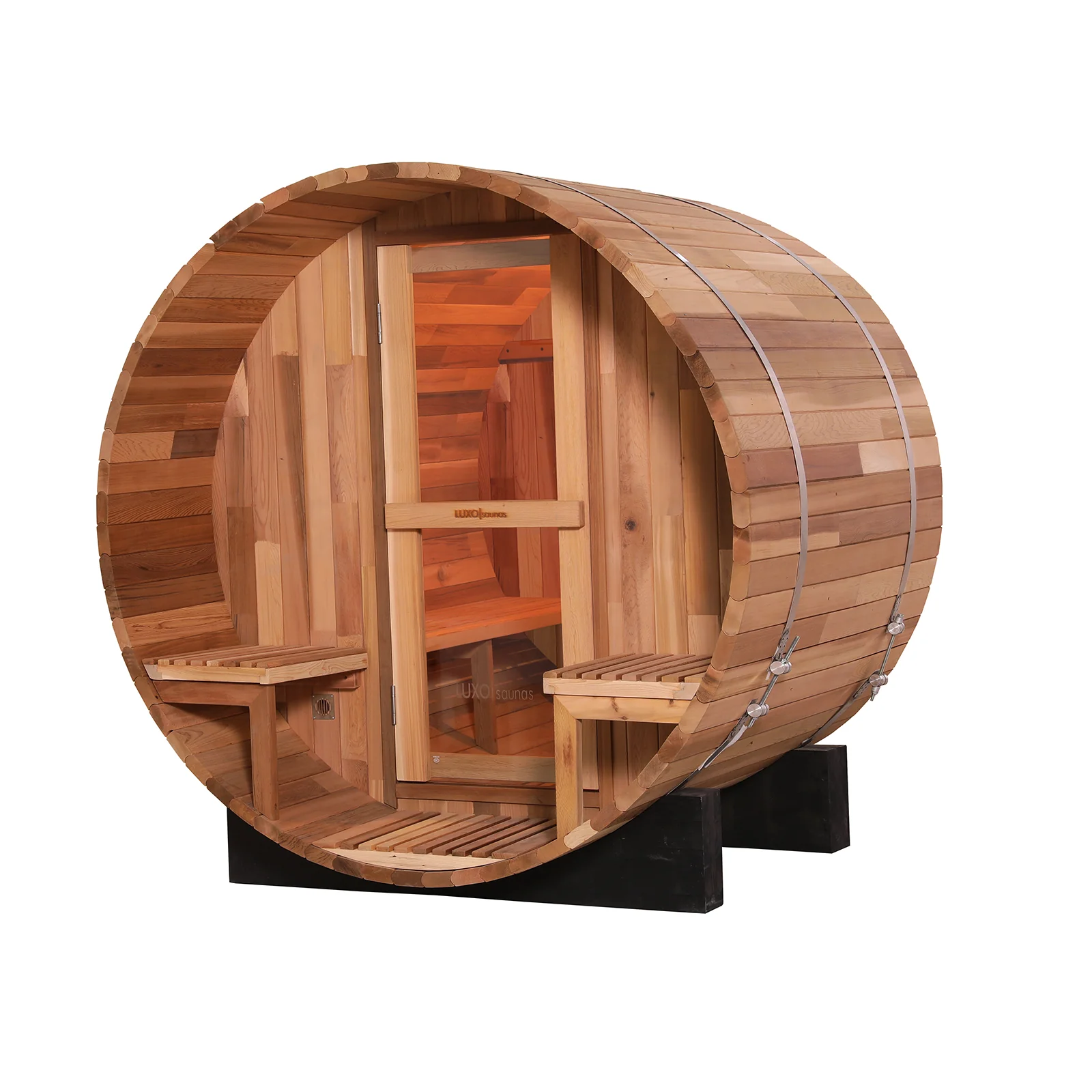 Luola 2 Person Red Cedar Outdoor Barrel Sauna & Harvia Stove - Image 7
