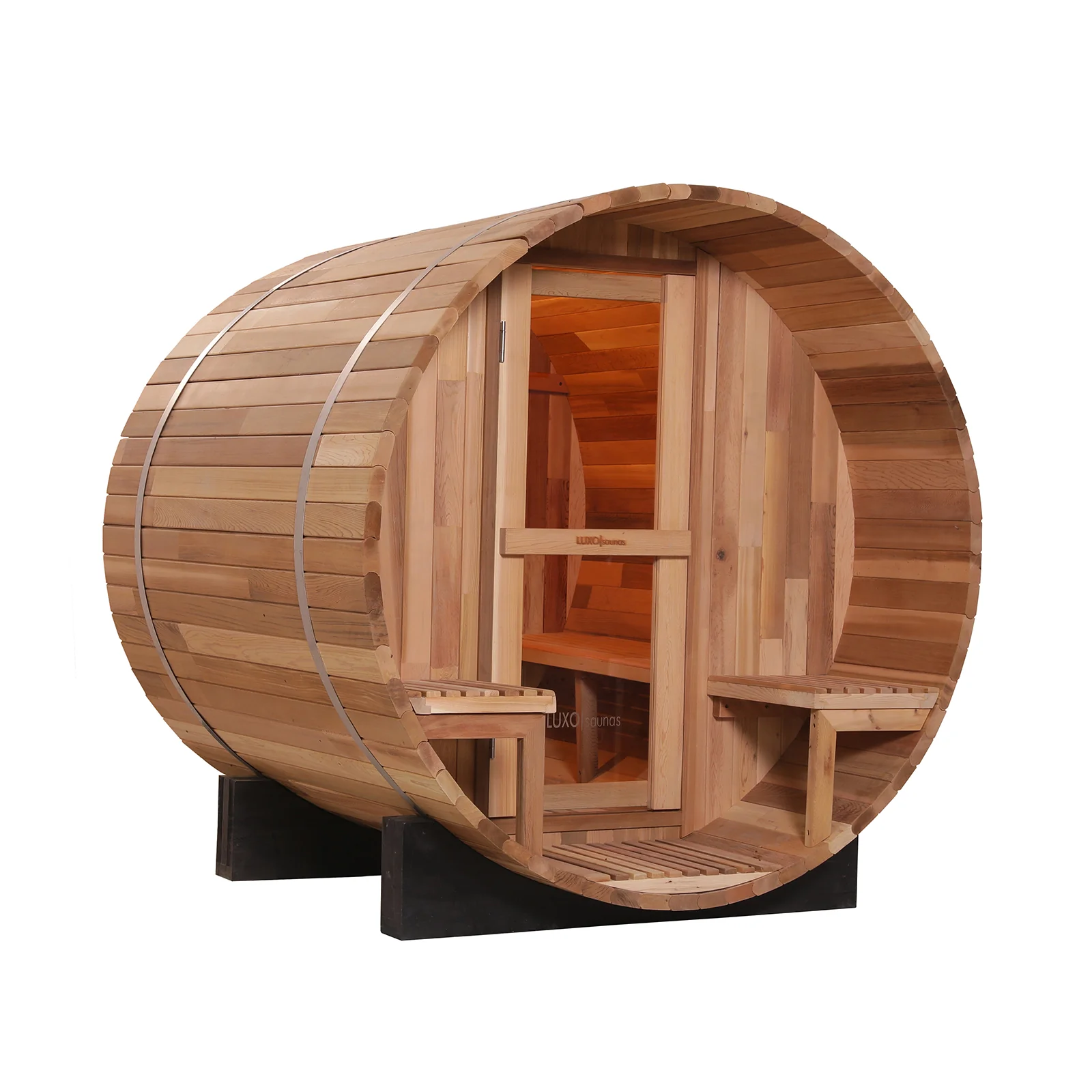 Luola 2 Person Red Cedar Outdoor Barrel Sauna & Harvia Stove - Image 9