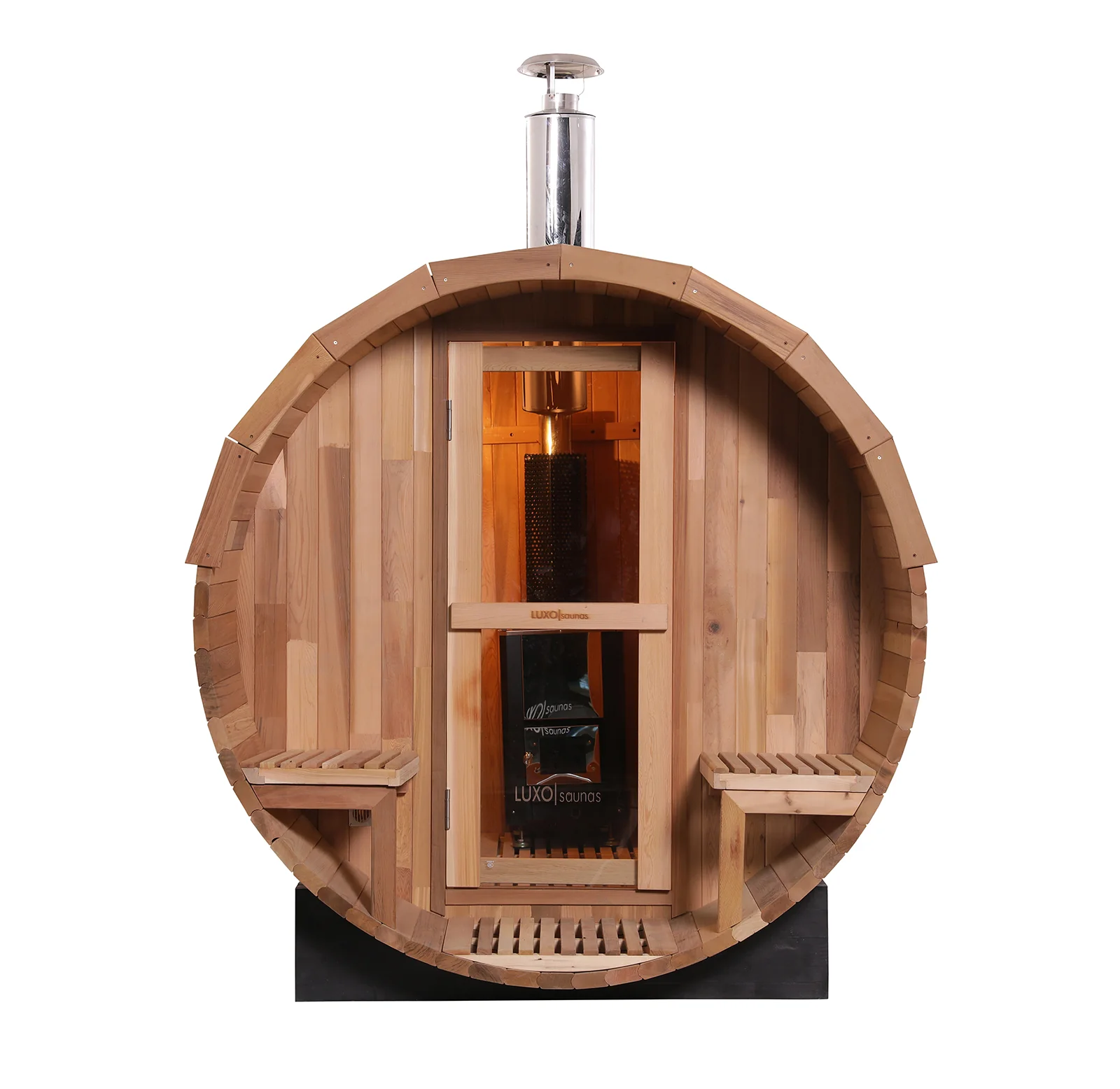 Luola 2 Person Red Cedar Outdoor Barrel Sauna & Wood Stove