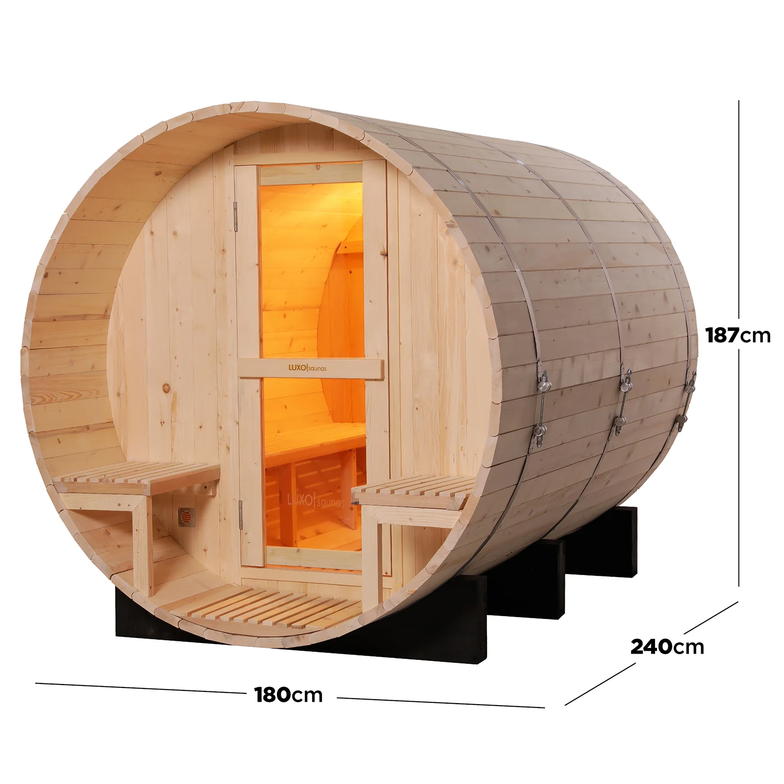 Luola 4 Person Pine Outdoor Barrel Sauna & Wood Stove - Image 3