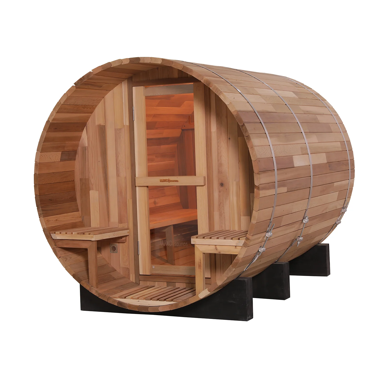 Luola 4 Person Red Cedar Outdoor Barrel Sauna & Harvia Stove - Image 6