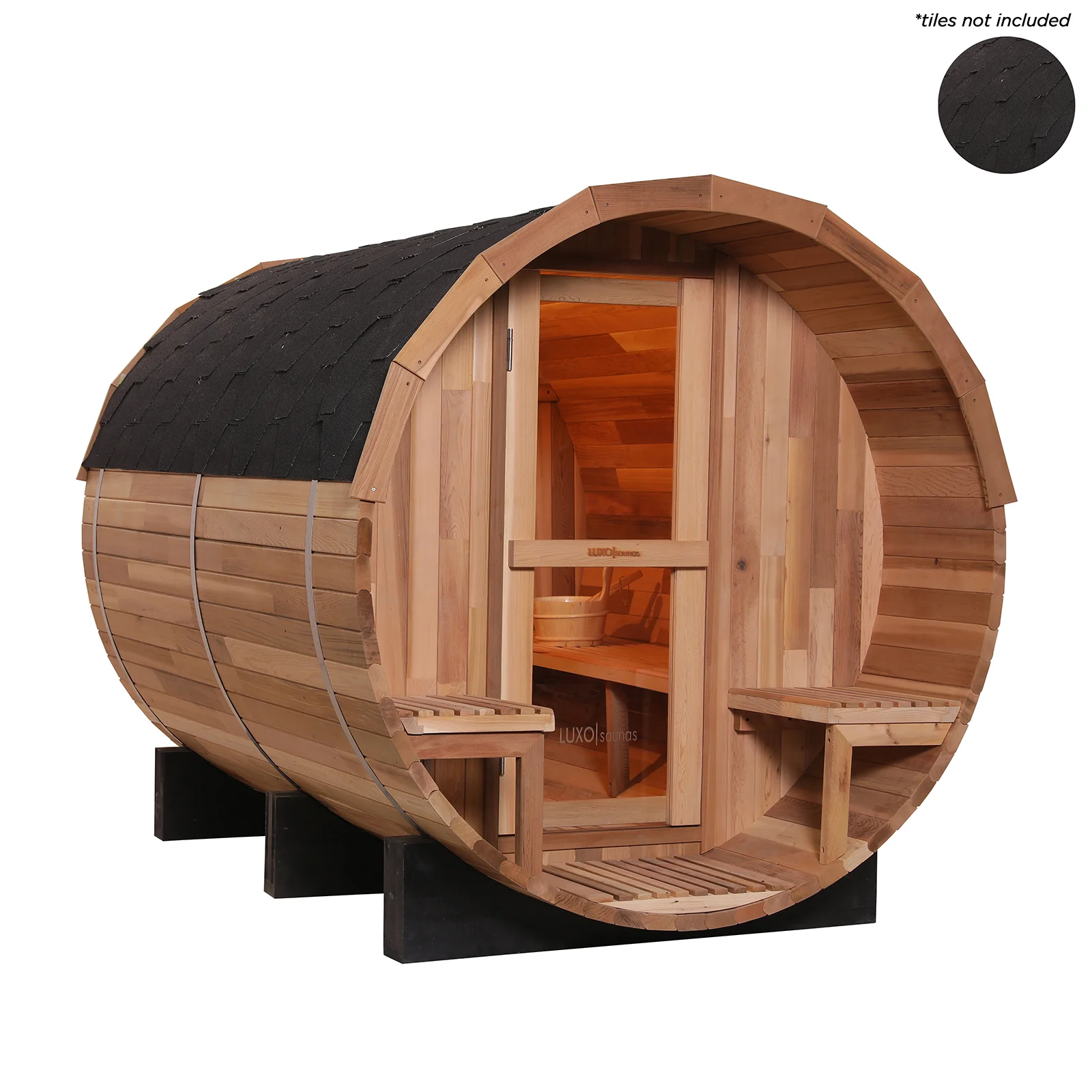 Luola 4 Person Red Cedar Outdoor Barrel Sauna & Harvia Stove - Image 7