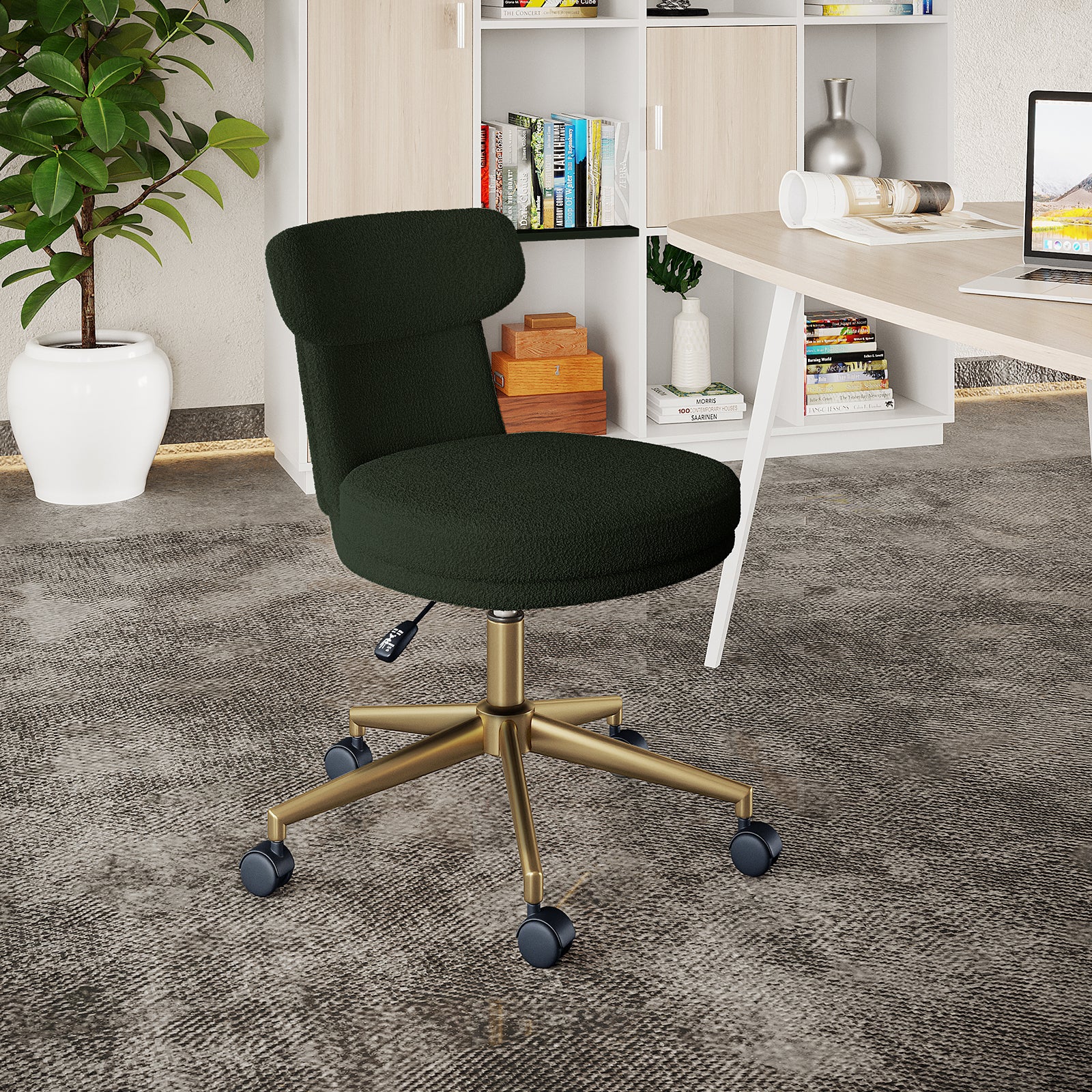 Luxo Aerona High Back Boucle Office Chair in Dark Green - Image 4