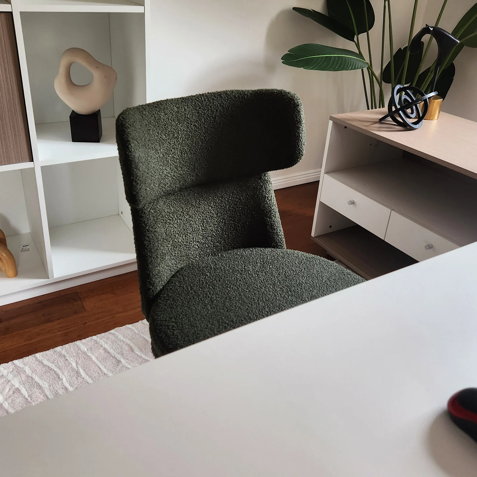 Luxo Aerona High Back Boucle Office Chair in Dark Green - Image 5