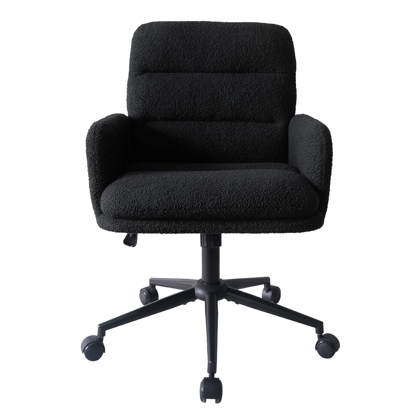 Luxo Aglaya Boucle Swivel Office Chair in Black