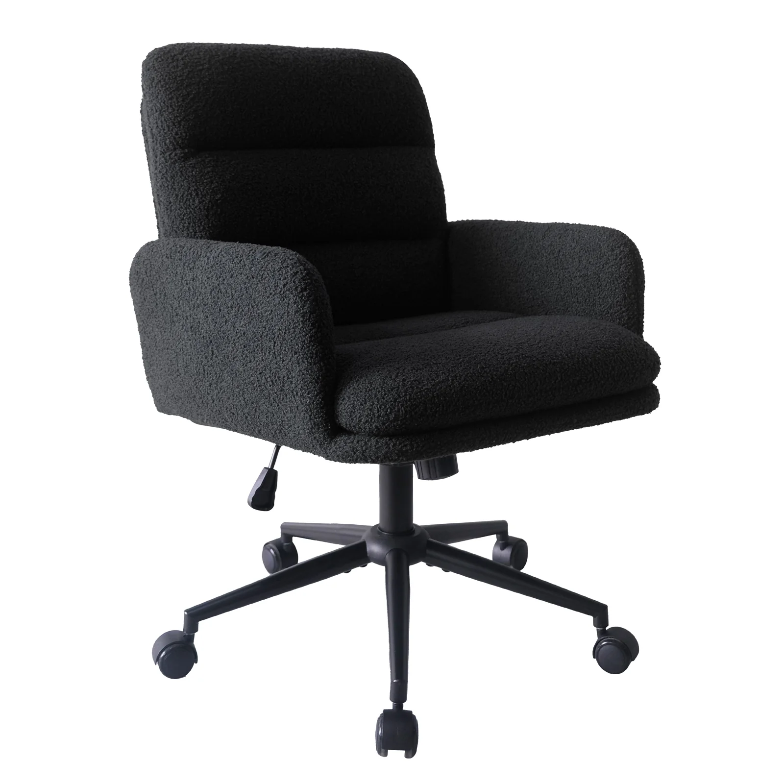 Luxo Aglaya Boucle Swivel Office Chair in Black - Image 5