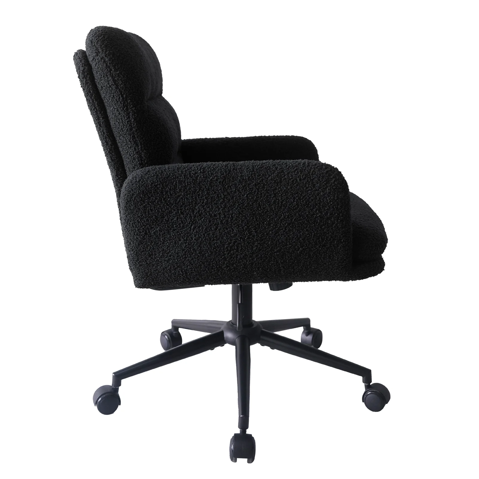 Luxo Aglaya Boucle Swivel Office Chair in Black - Image 6