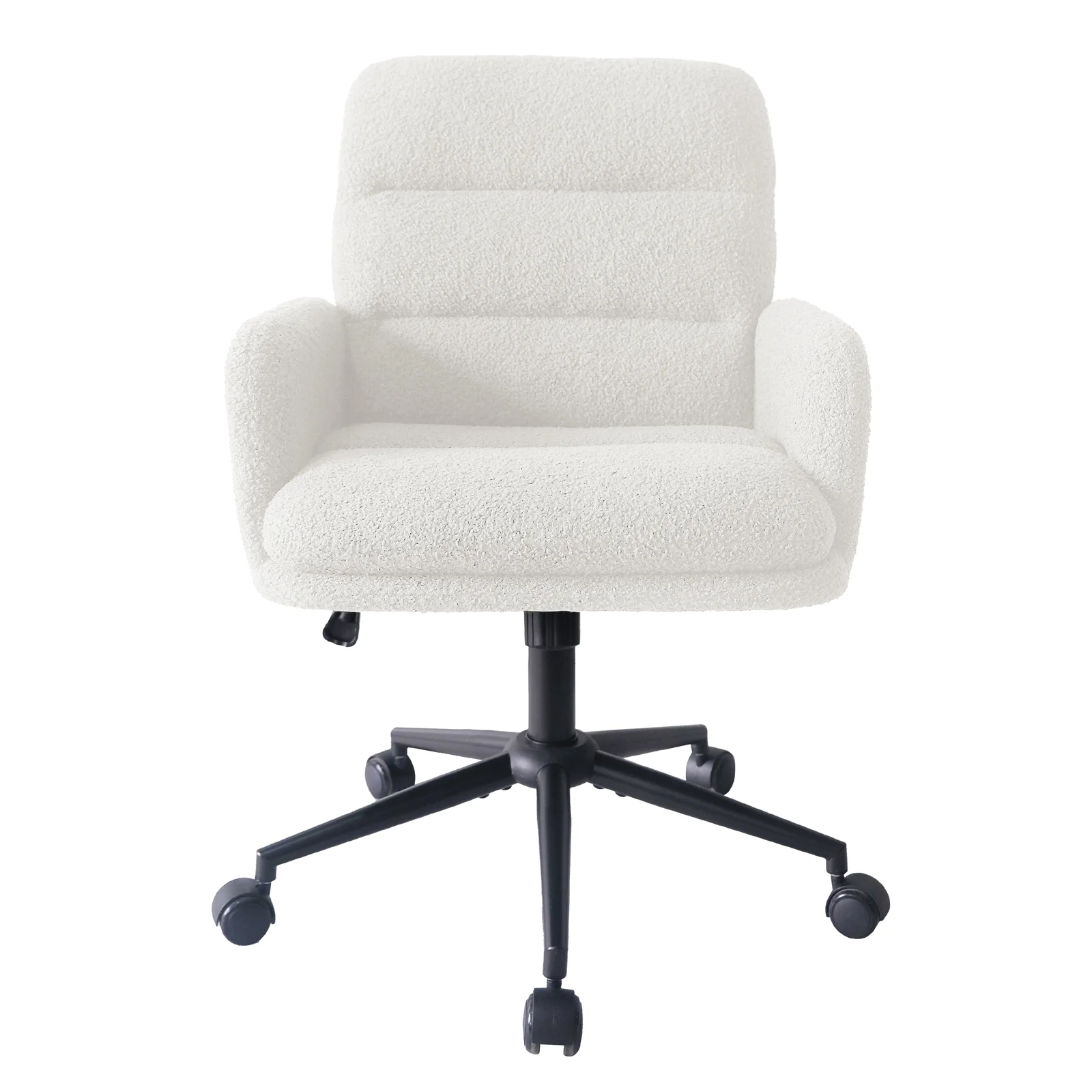 Luxo Aglaya Boucle Swivel Office Chair in Cream White