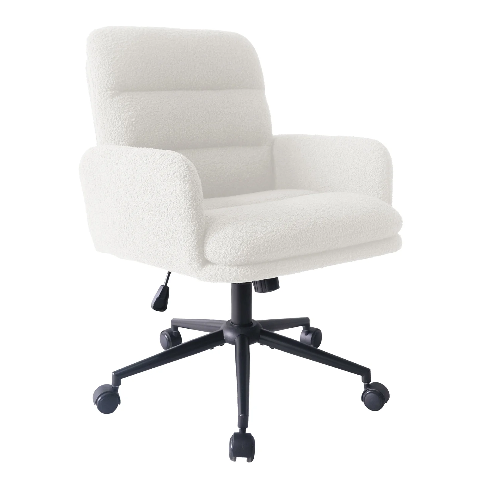Luxo Aglaya Boucle Swivel Office Chair in Cream White - Image 8