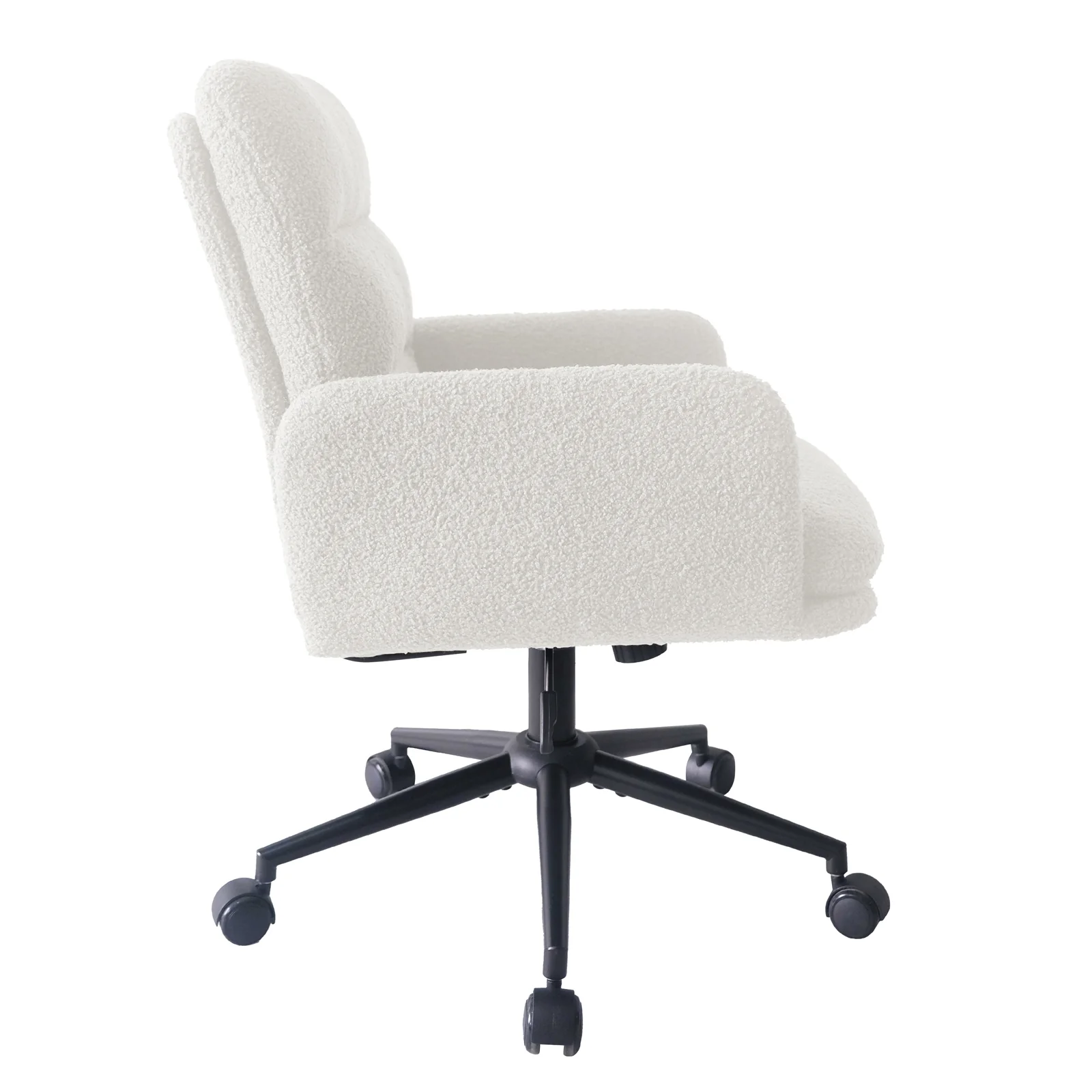 Luxo Aglaya Boucle Swivel Office Chair in Cream White - Image 9