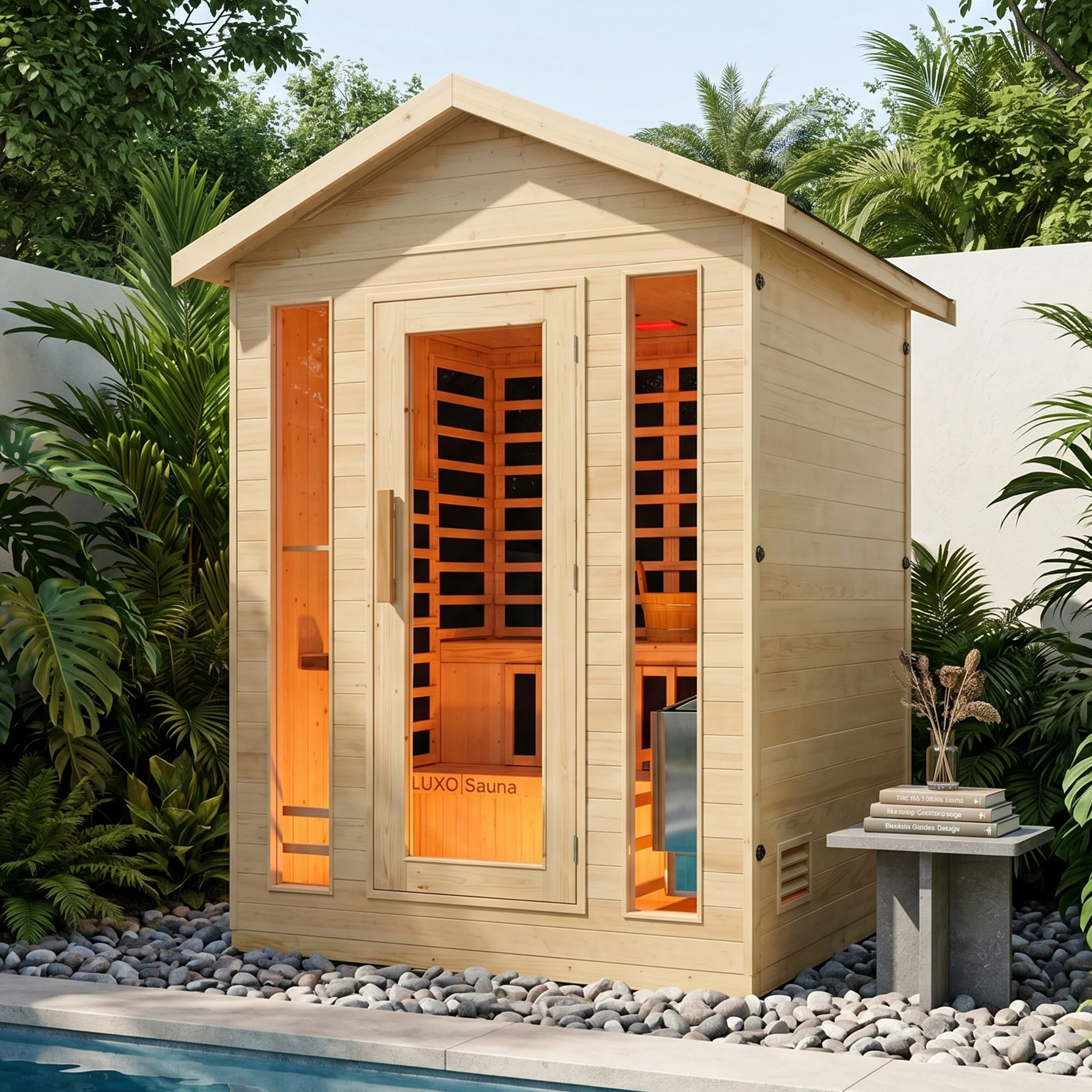 Kiima 3-Person Hybrid Infrared & Finnish Outdoor Sauna in Natural - Image 2