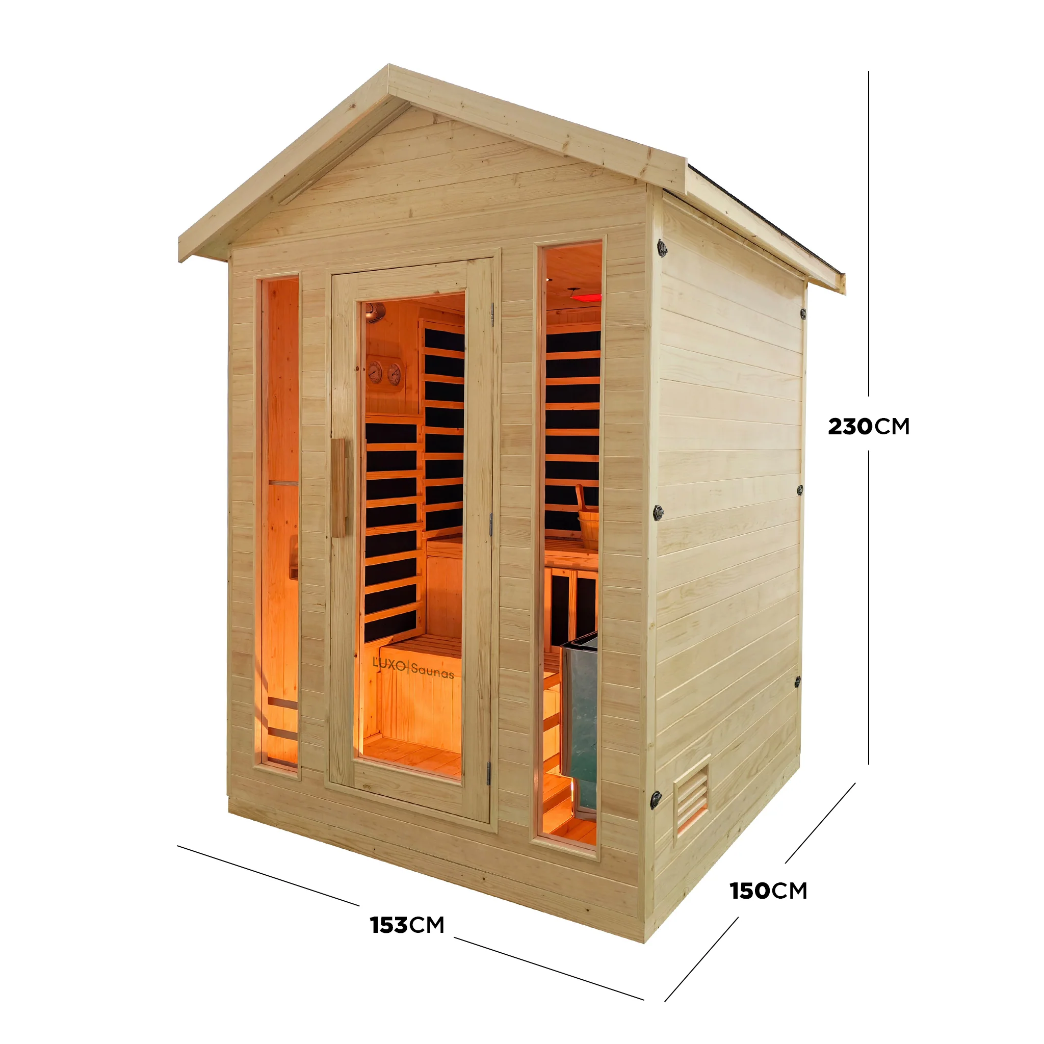 Kiima 3-Person Hybrid Infrared & Finnish Outdoor Sauna in Natural - Image 3