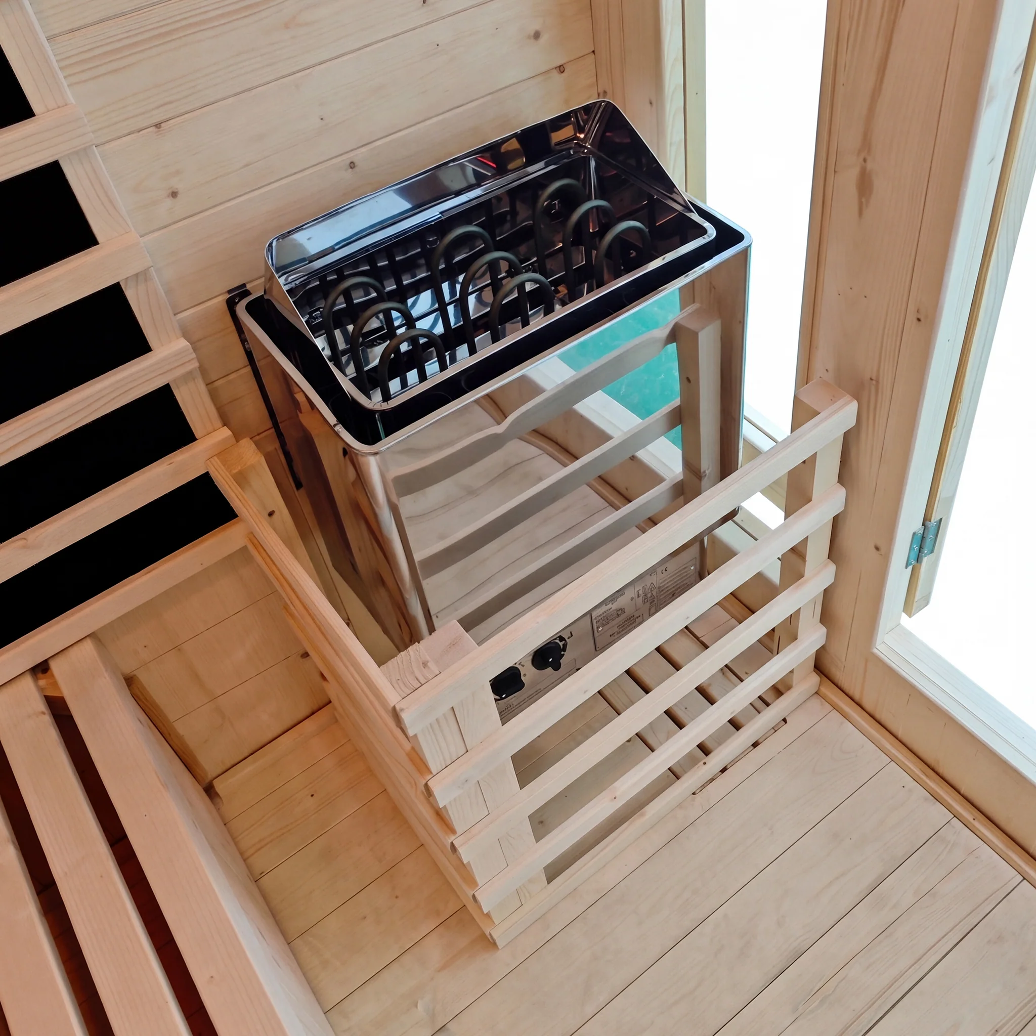 Kiima 3-Person Hybrid Infrared & Finnish Outdoor Sauna in Natural - Image 7