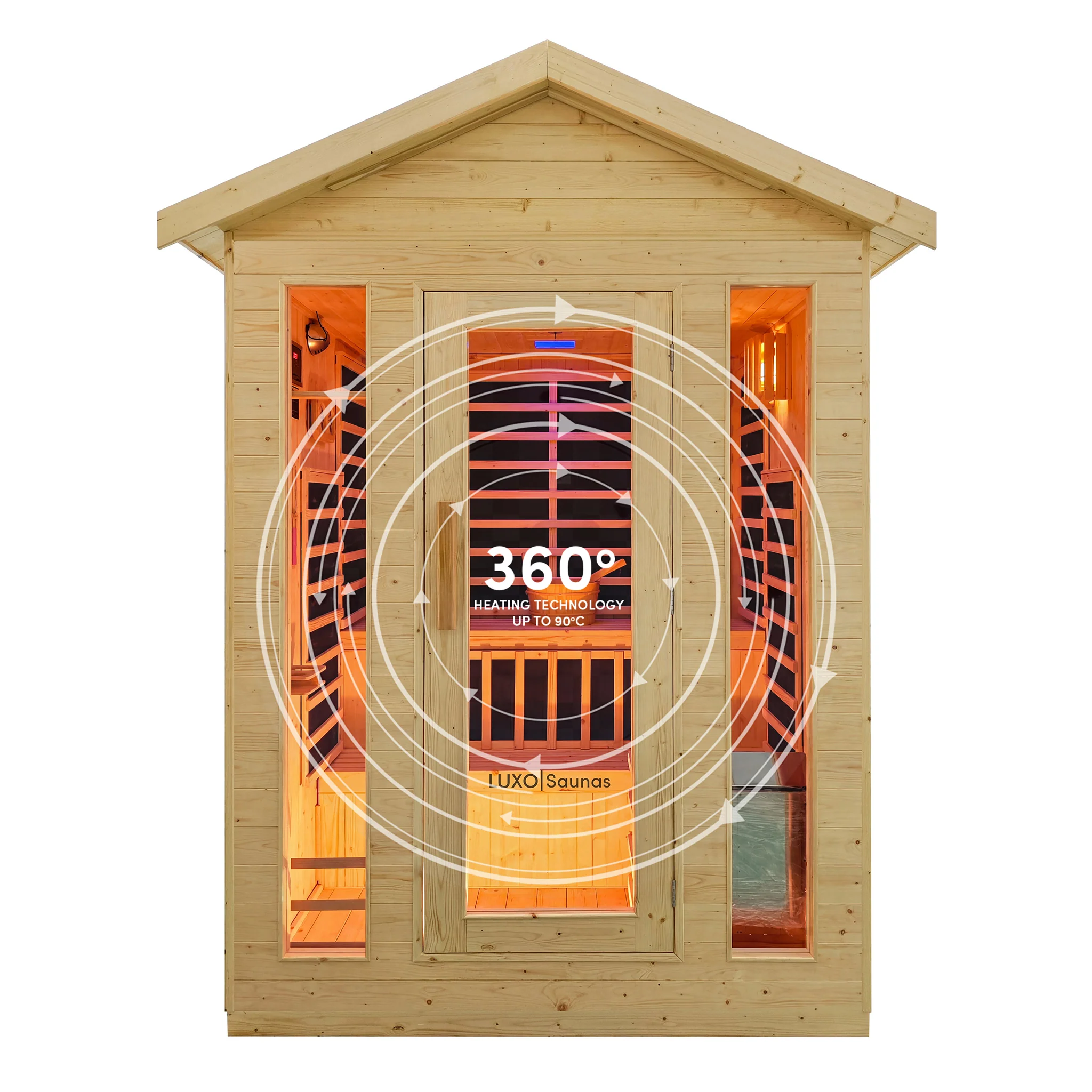 Kiima 3-Person Hybrid Infrared & Finnish Outdoor Sauna in Natural - Image 8