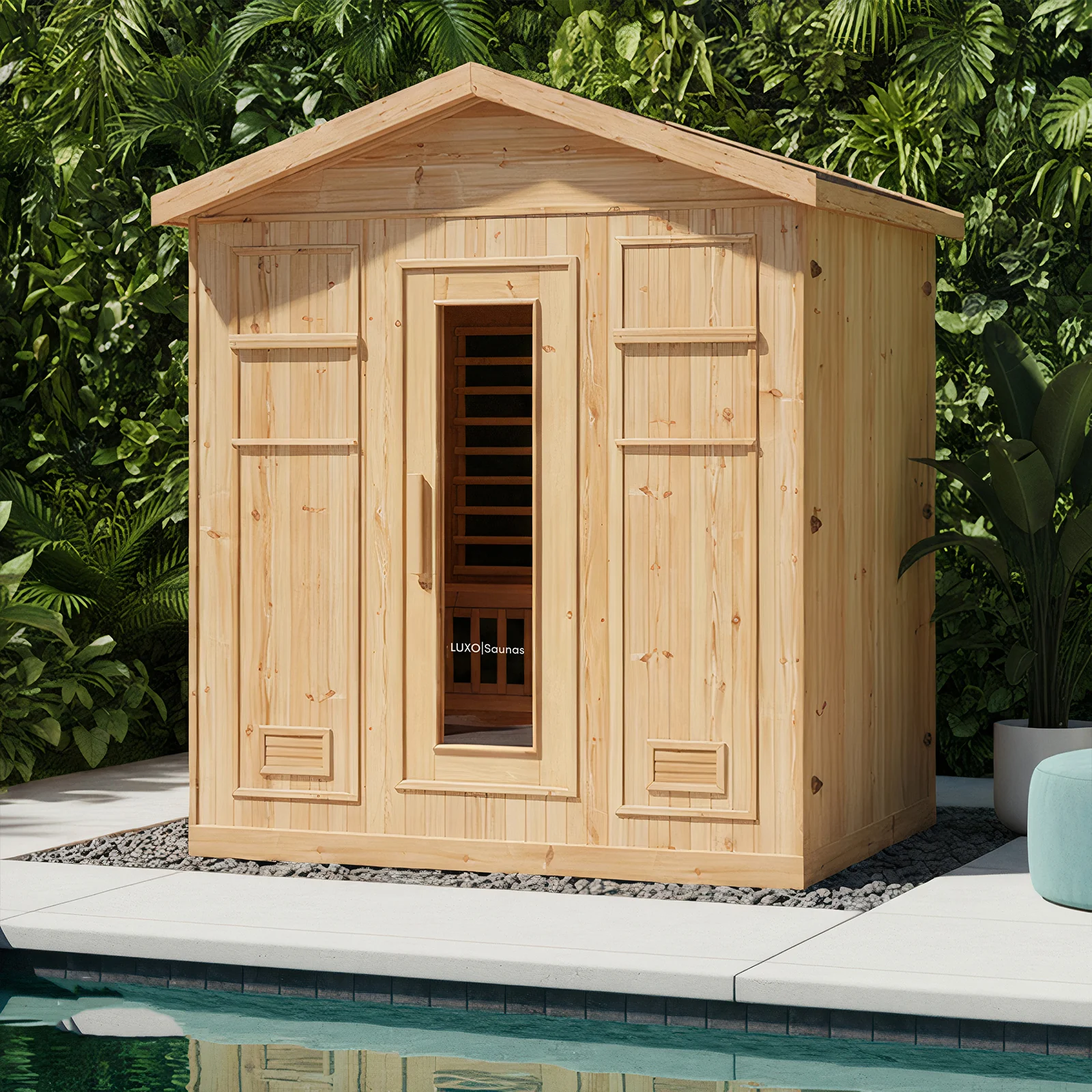 Kiima 6-Person Hybrid Infrared & Finnish Outdoor Sauna in Natural - Image 2