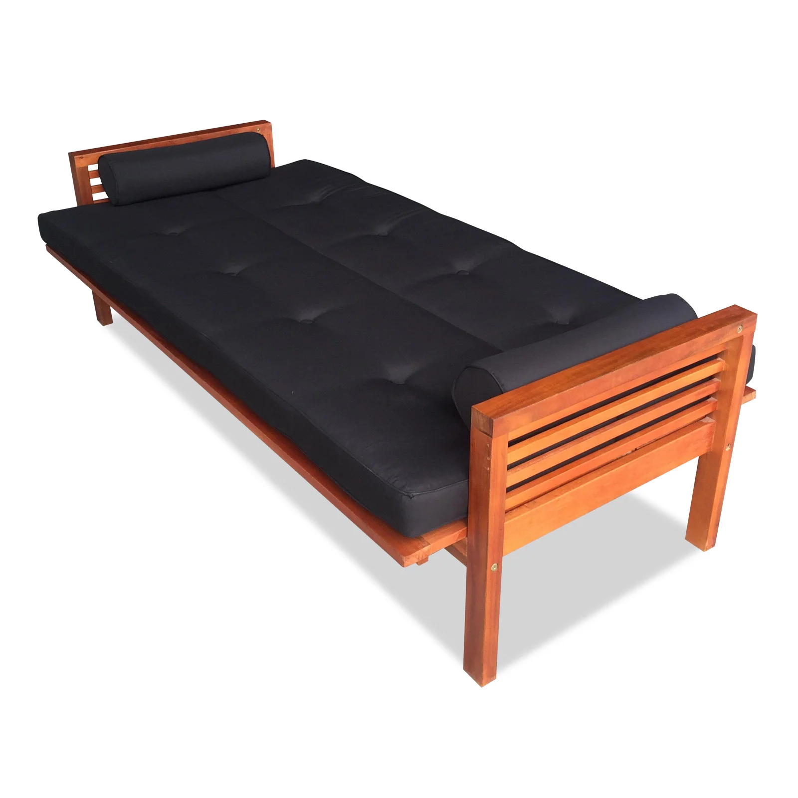 Luxo Meves Hardwood Outdoor Daybed Sofa & Cushion in Black - Image 11