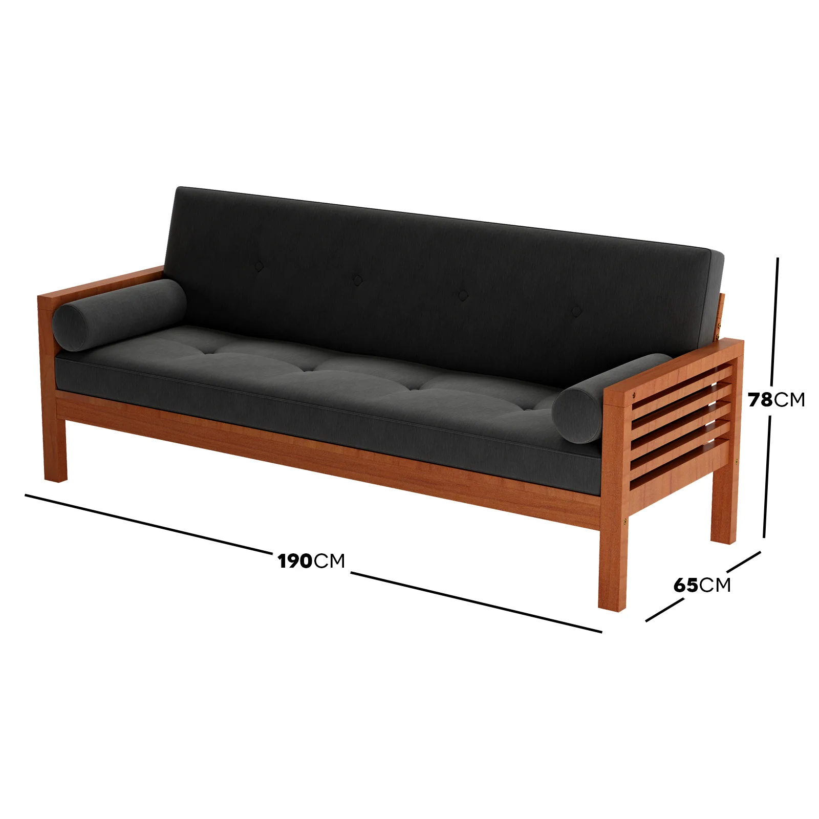 Luxo Meves Hardwood Outdoor Daybed Sofa & Cushion in Black - Image 13