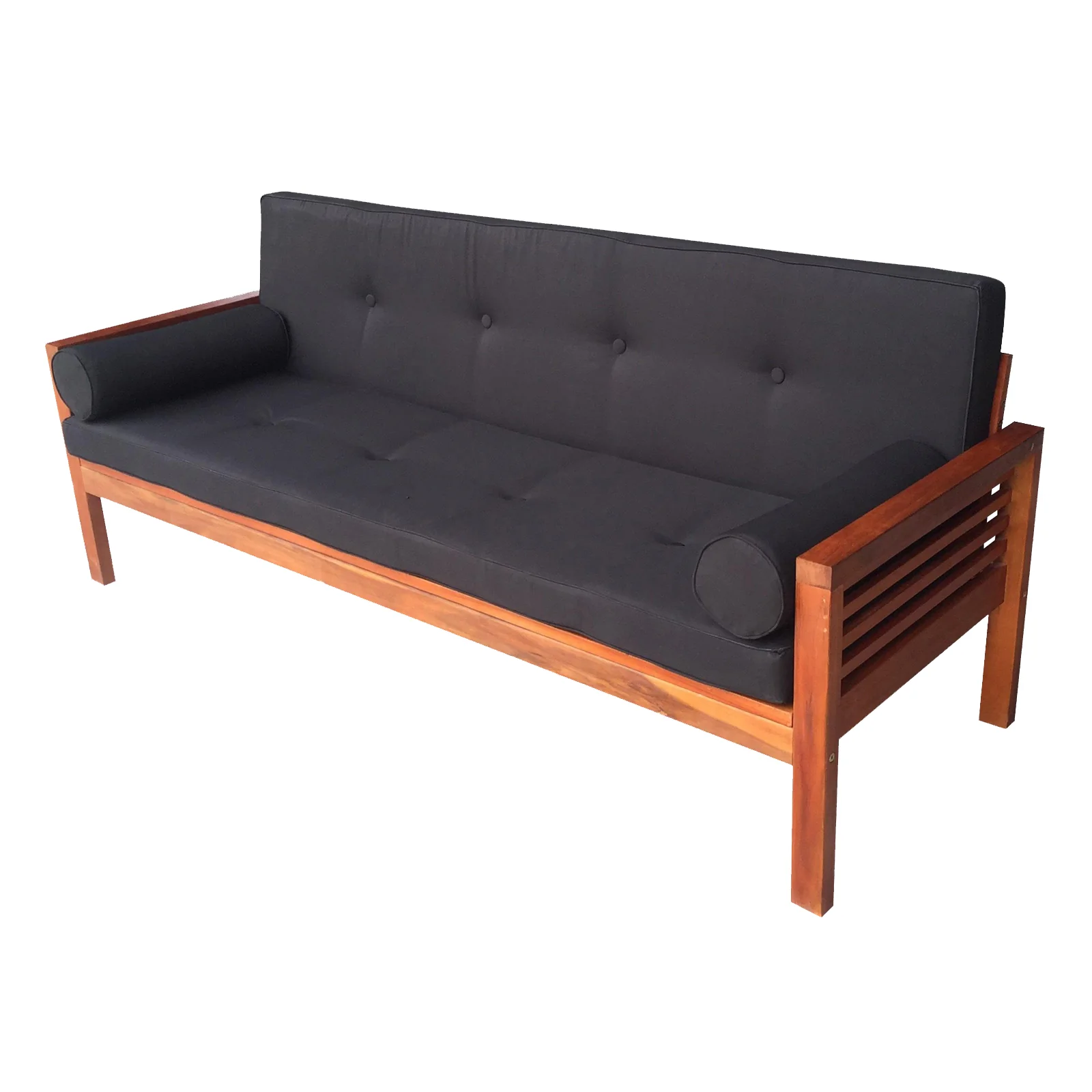 Luxo Meves Hardwood Outdoor Daybed Sofa & Cushion in Black - Image 4