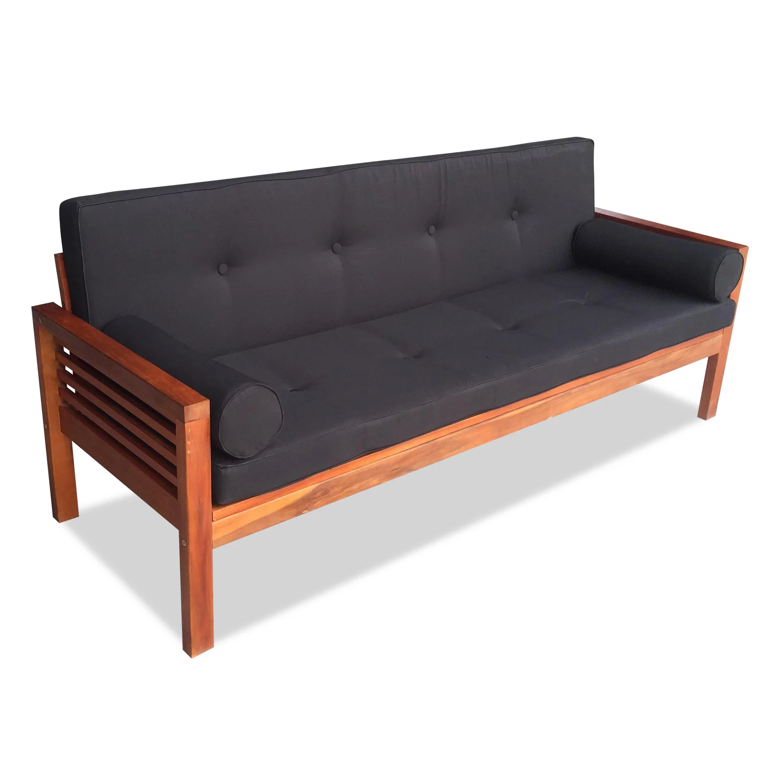 Luxo Meves Hardwood Outdoor Daybed Sofa & Cushion in Black - Image 5