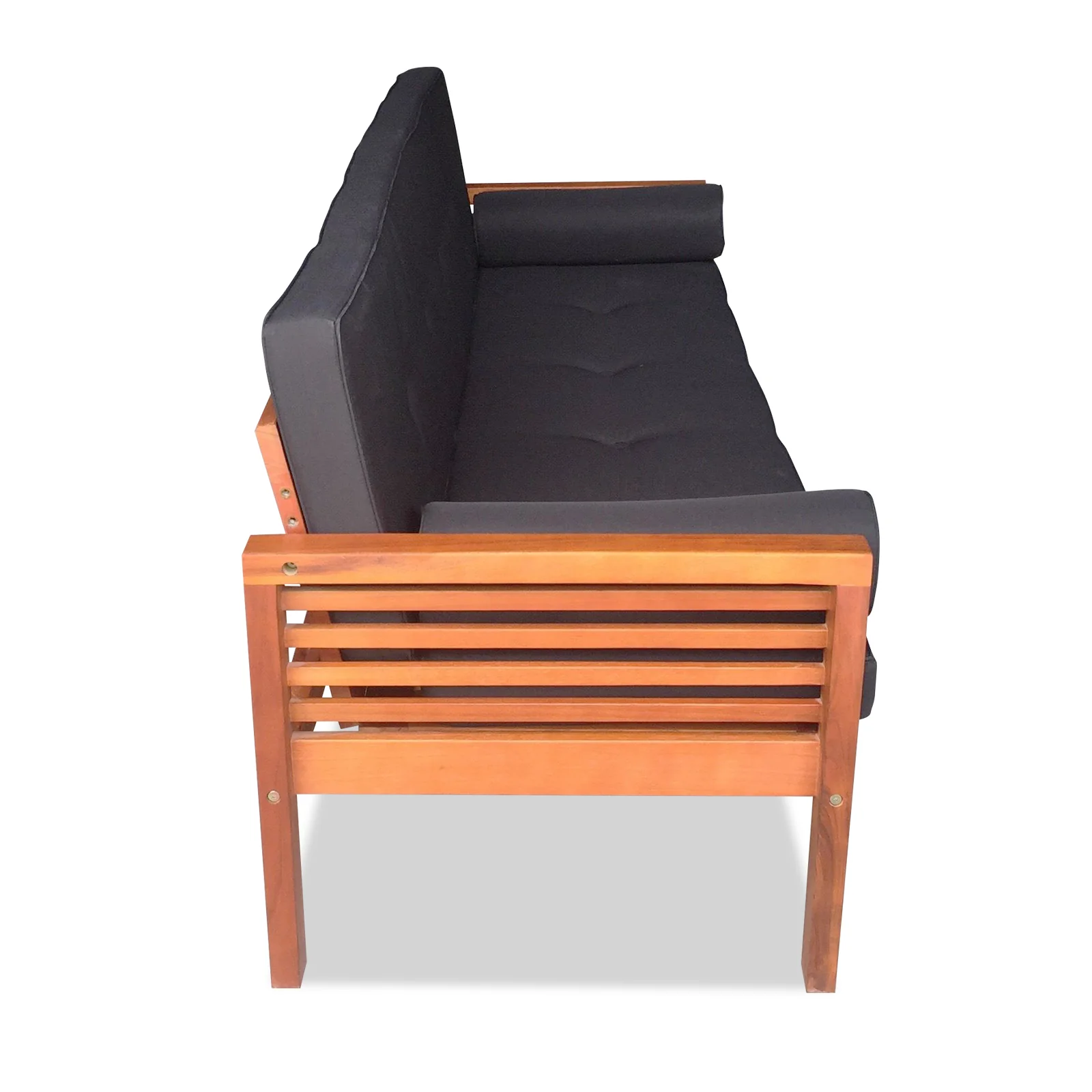 Luxo Meves Hardwood Outdoor Daybed Sofa & Cushion in Black - Image 6
