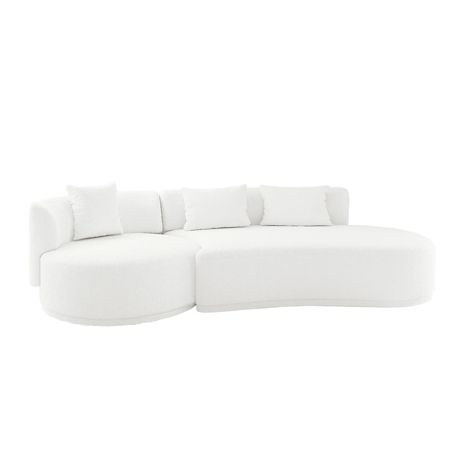 Lyana 4 Seater Boucle Sofa with Right Chaise in Cream White