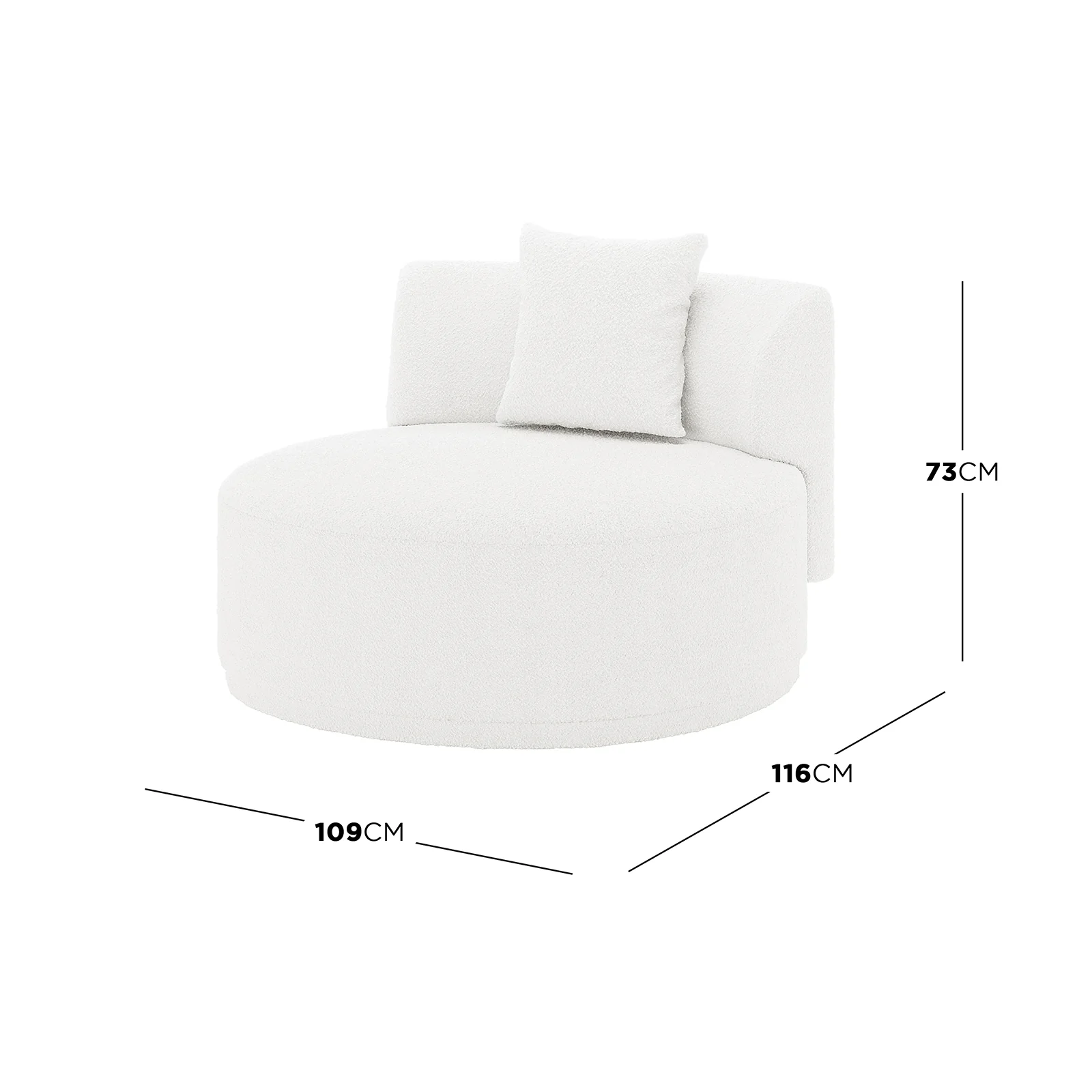 Lyana Single Seater Boucle Sofa in Cream White - Image 3