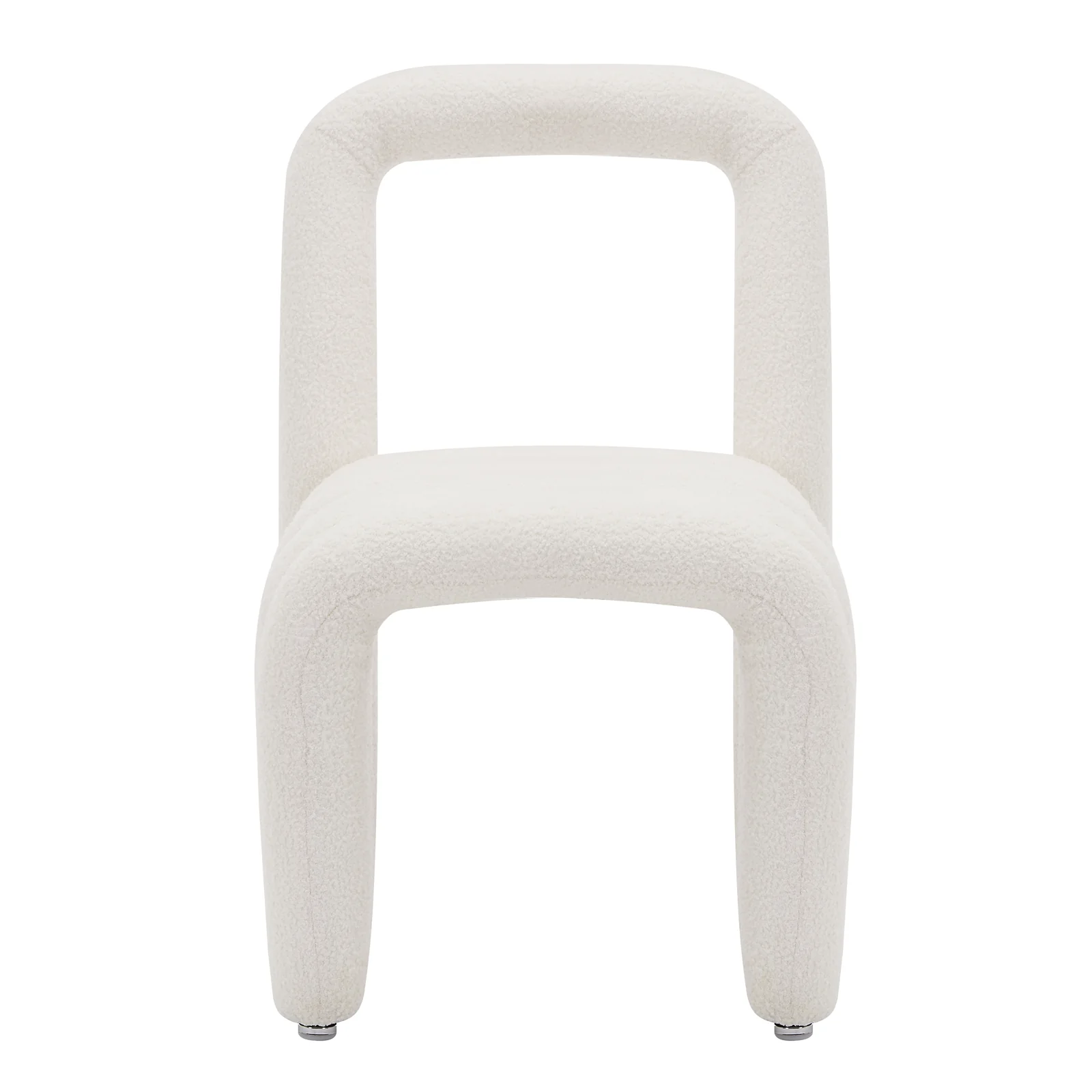 Lycus Boucle Cushioned Accent Chair in Cream White - Image 4